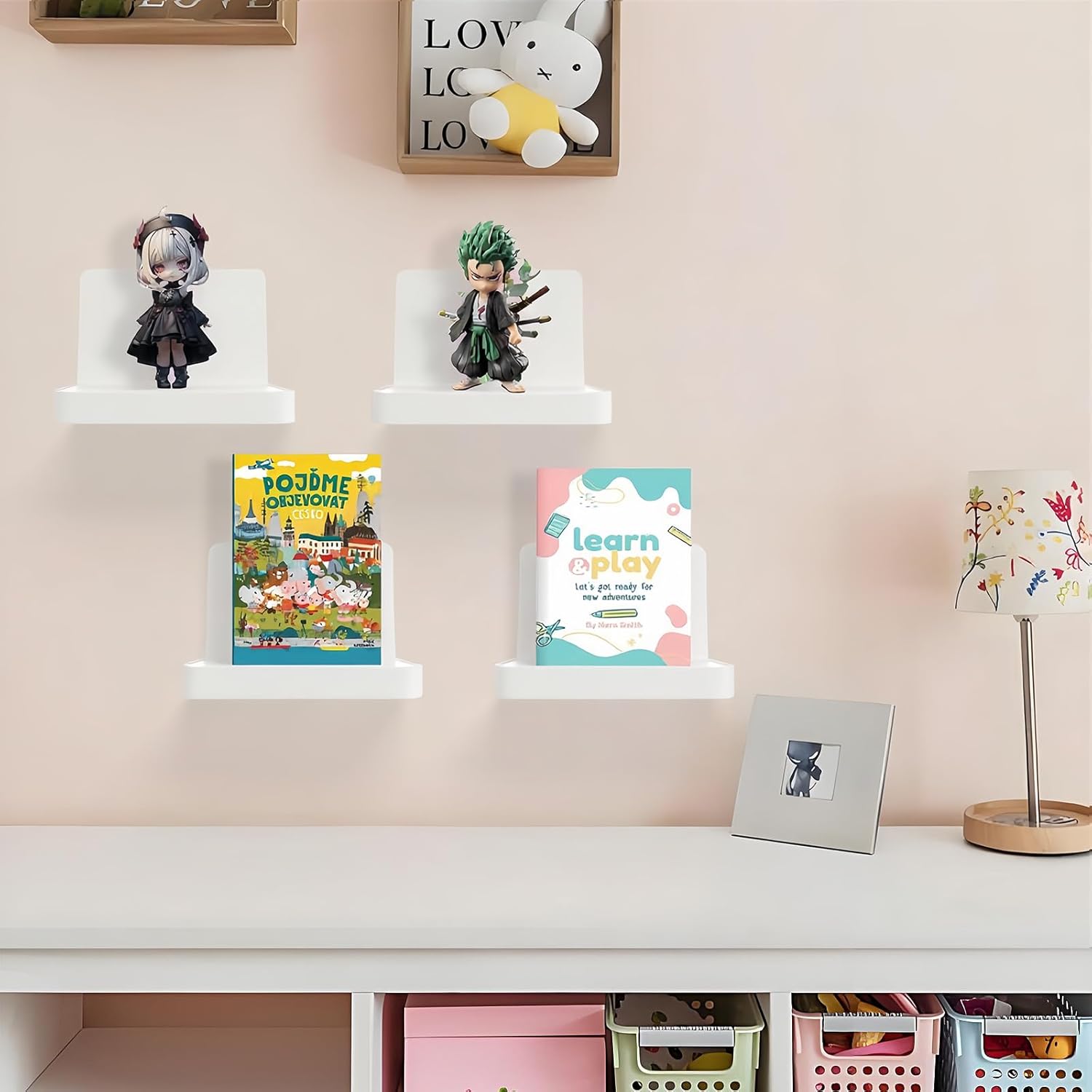 Set of 6 4 Inch Plastic Floating Shelves White