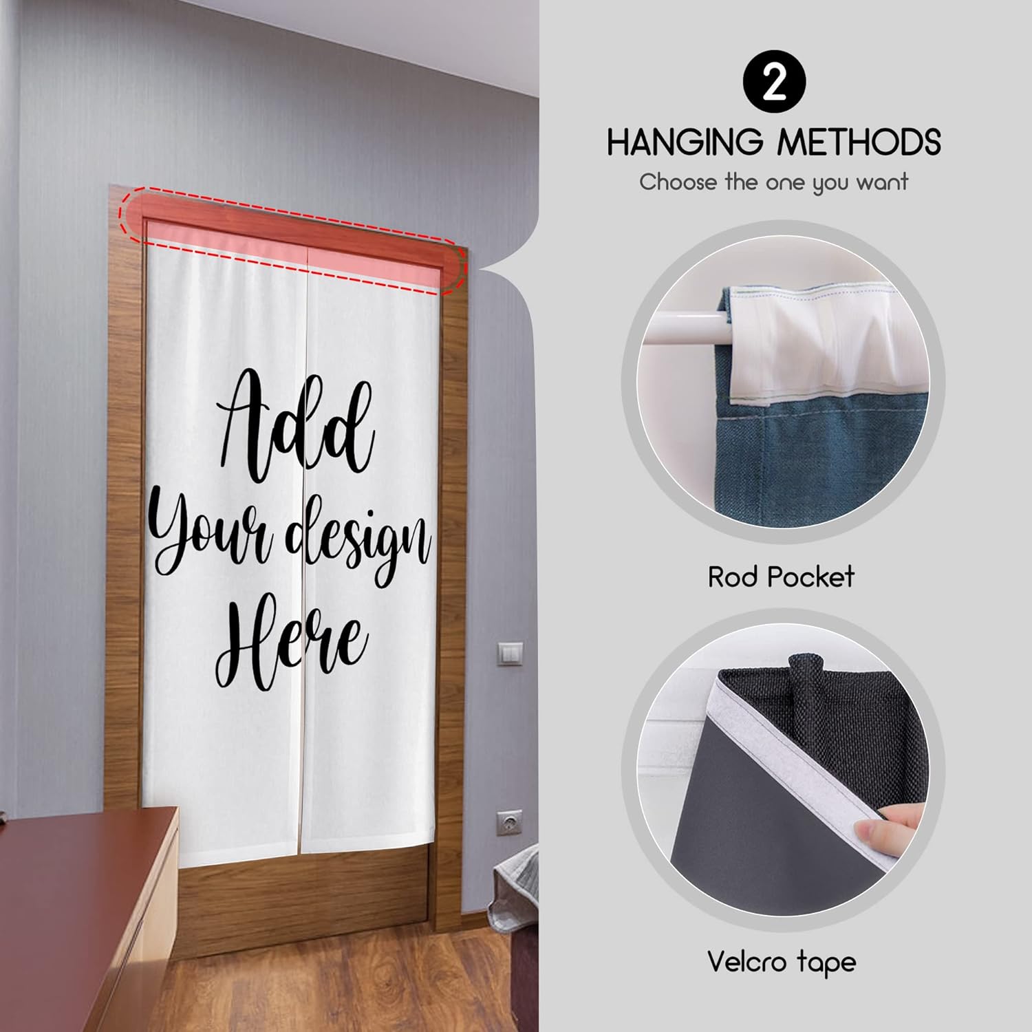 Custom Doorway Curtain with Photo and Text Logo Japanese Noren Panel