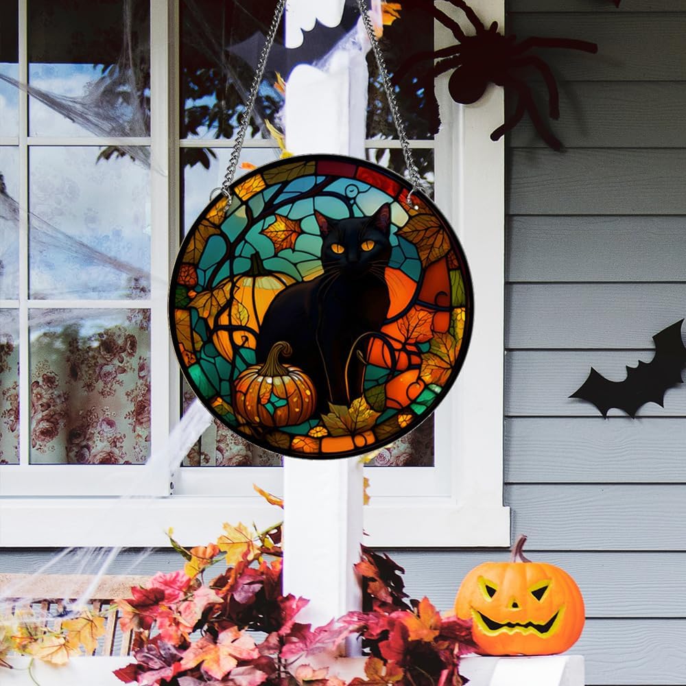 MATIHAY Black Cat Acrylic Window Hanging Decor