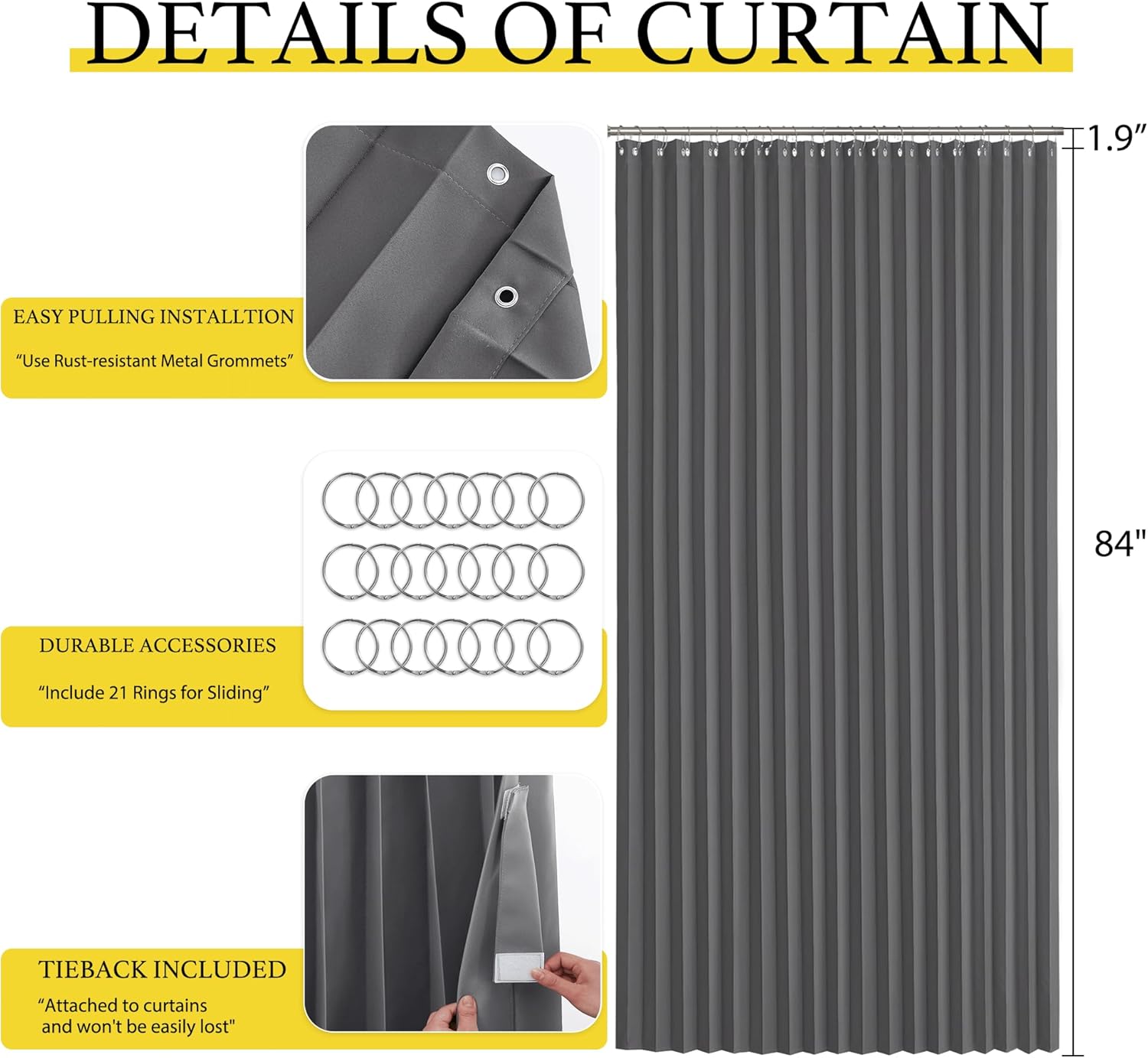 NICETOWN Blackout Curtain Panel 100 Wide 84 Long