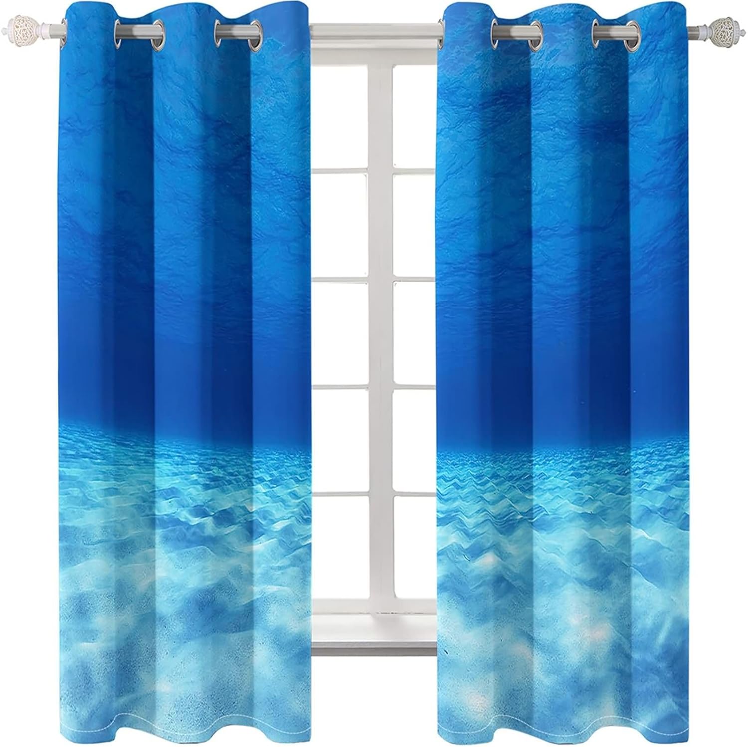 Homxi Seawater Blue Blackout Curtains 2 Panels