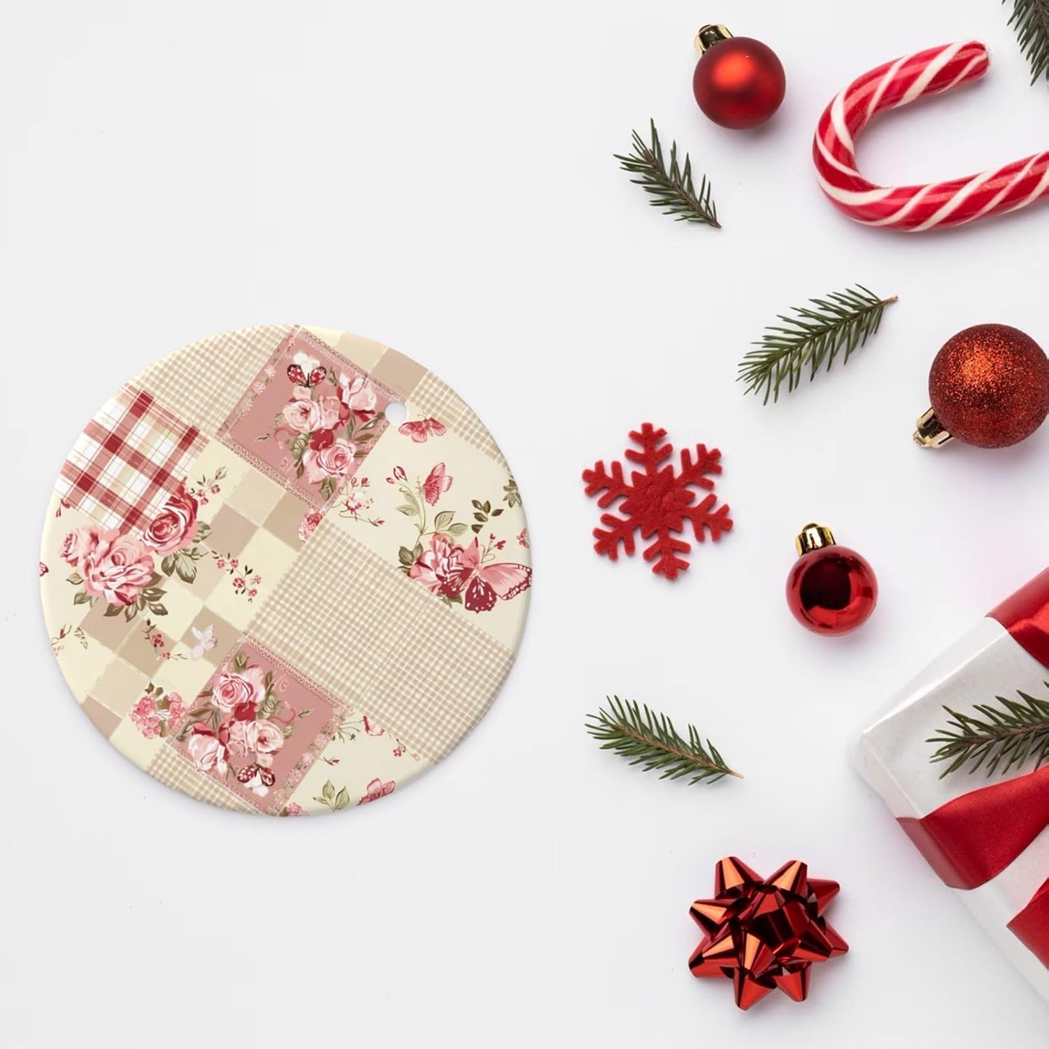 DXTKWL Christmas Rose Butterfly Ceramic Pendant Decor