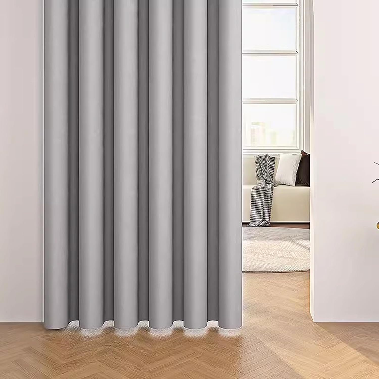 AiFish Grey Grommet Door Curtain 78 Inch Thermal Insulated Panel
