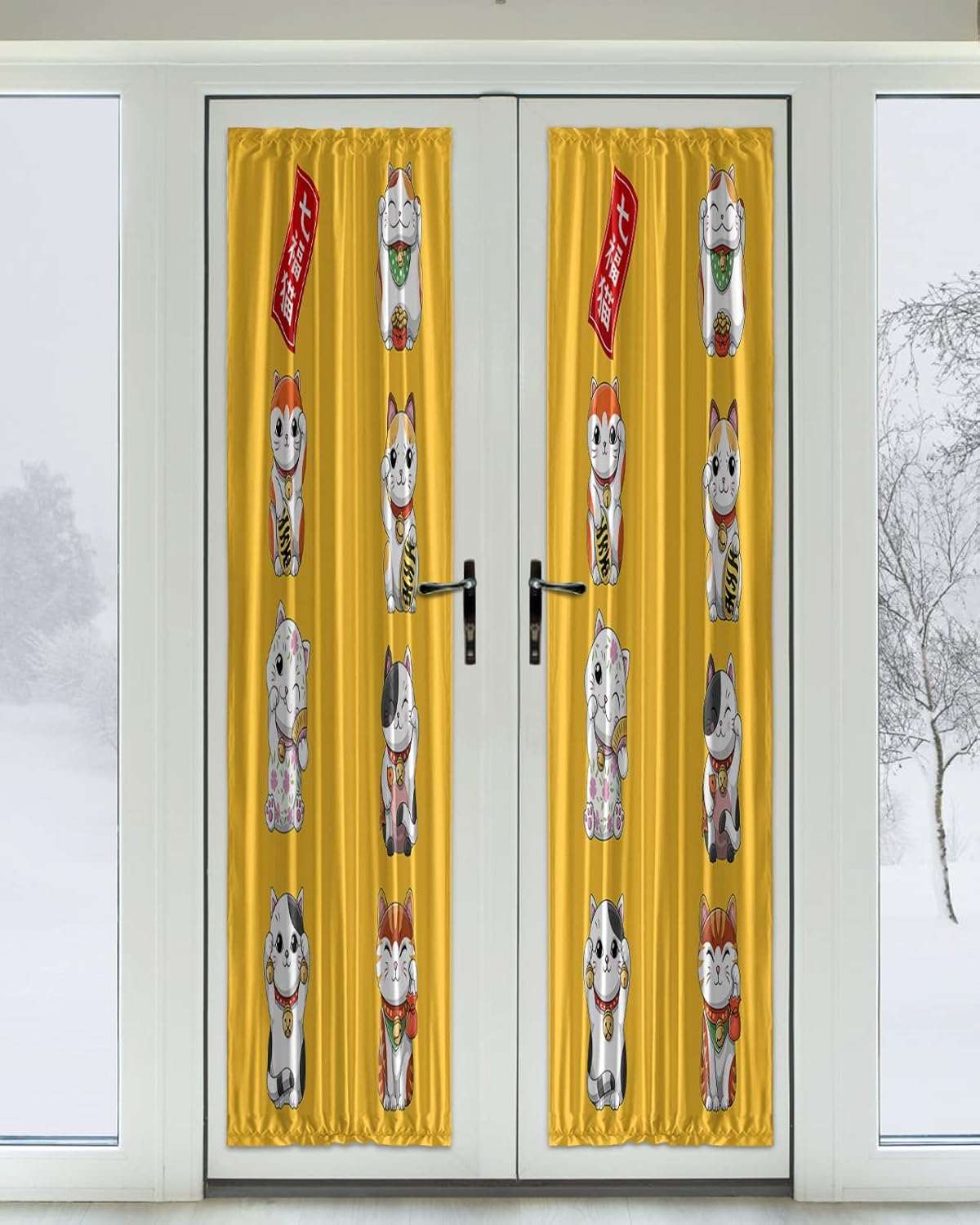 ZOE GARDEN Yellow Blackout Door Curtains with Tiebacks 54x72