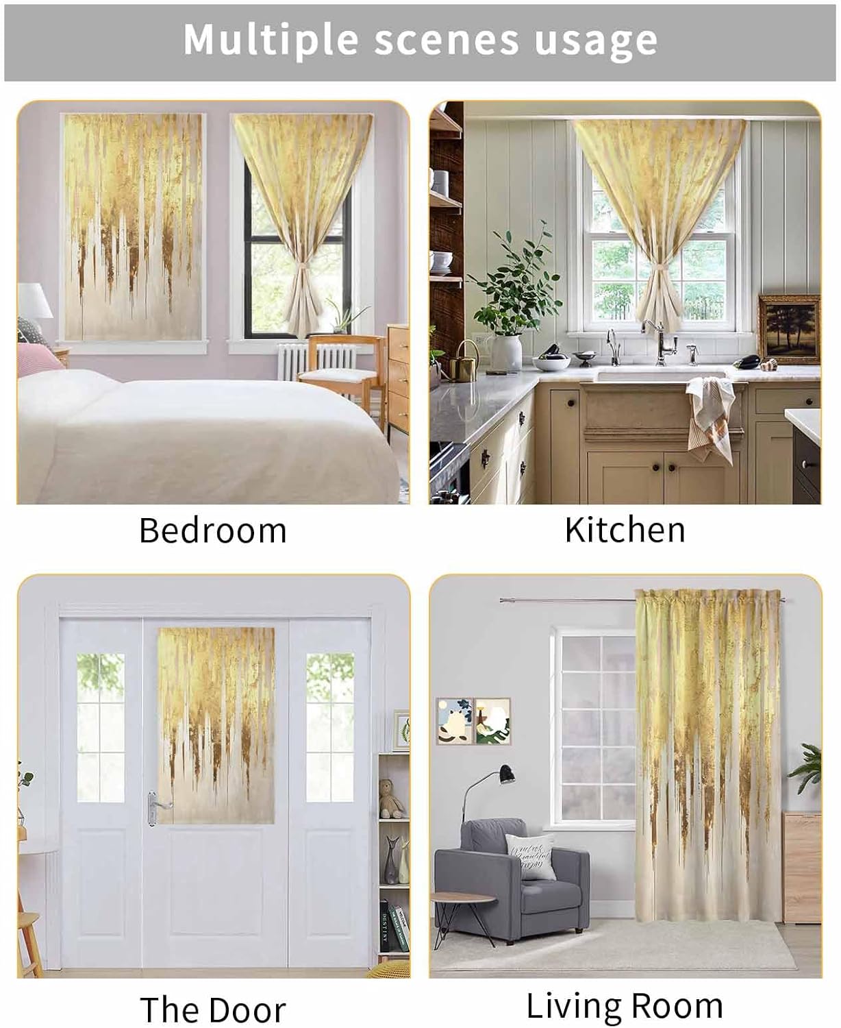 Abstract Gold Self Adhesive Privacy Curtains for Windows and Doors