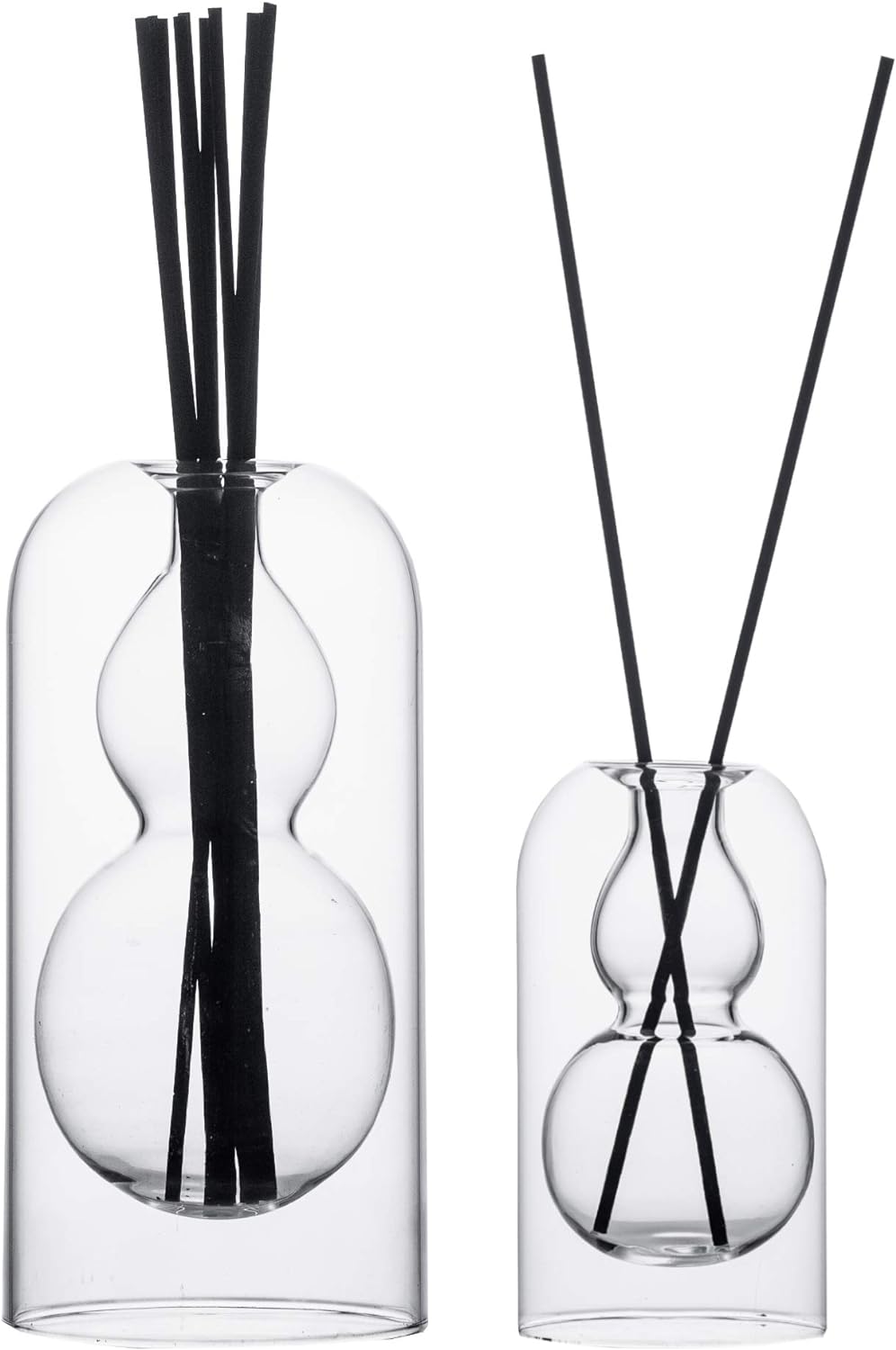 GalDal Empty Glass Fragrance Diffuser Bottles with 16pcs Black Reed Sticks 2pcs Set