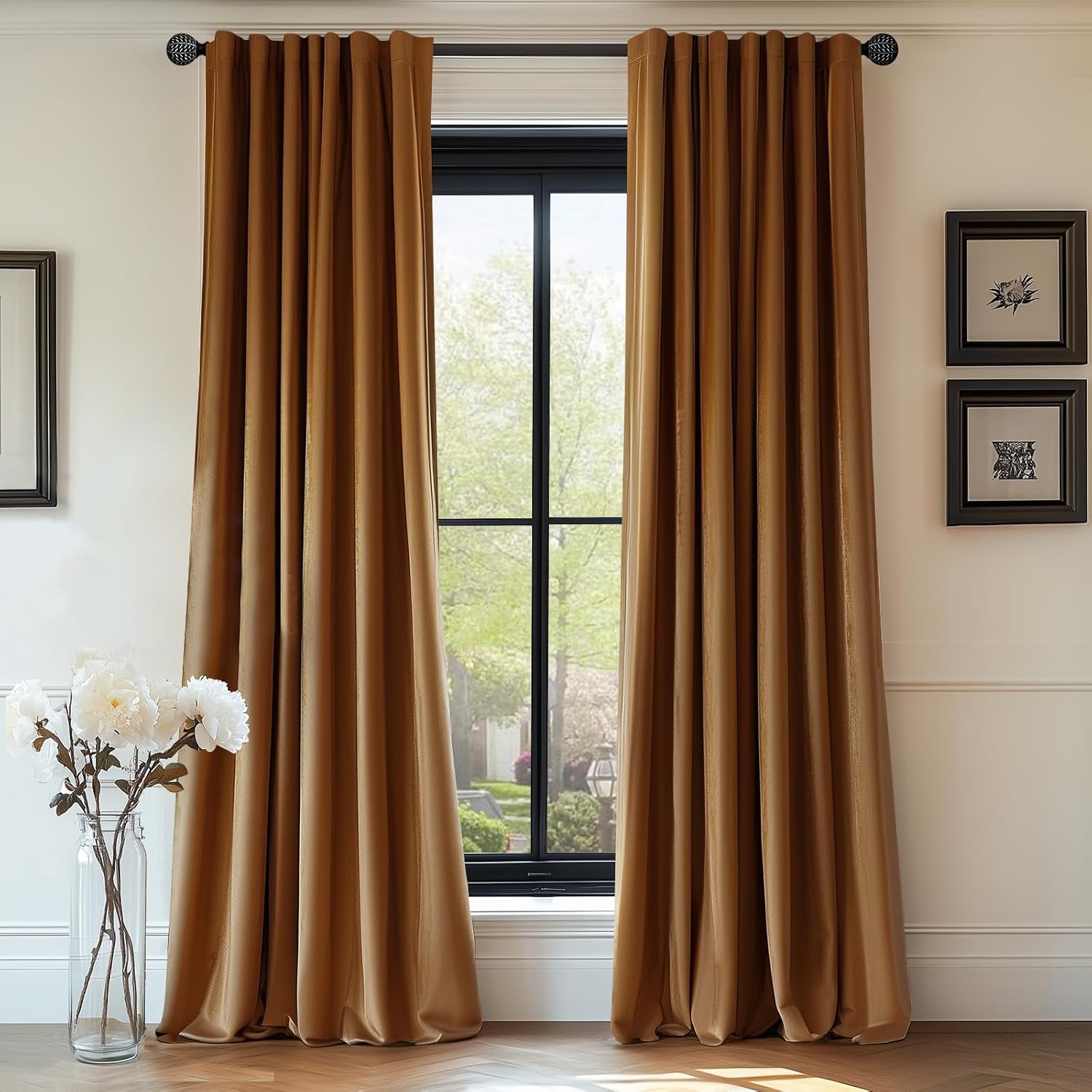 Lazzzy Gold Velvet Thermal Insulated Curtain 84 Inch Panel