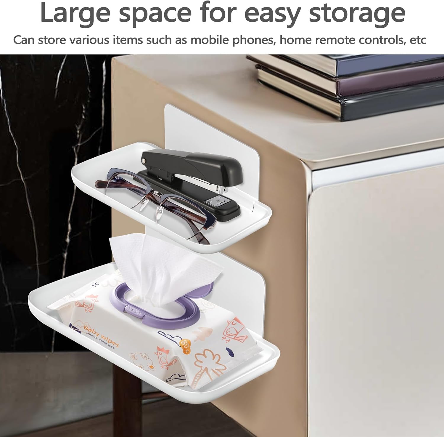 Bagentry 2 Pack White Plastic Folding Wall Shelf Set