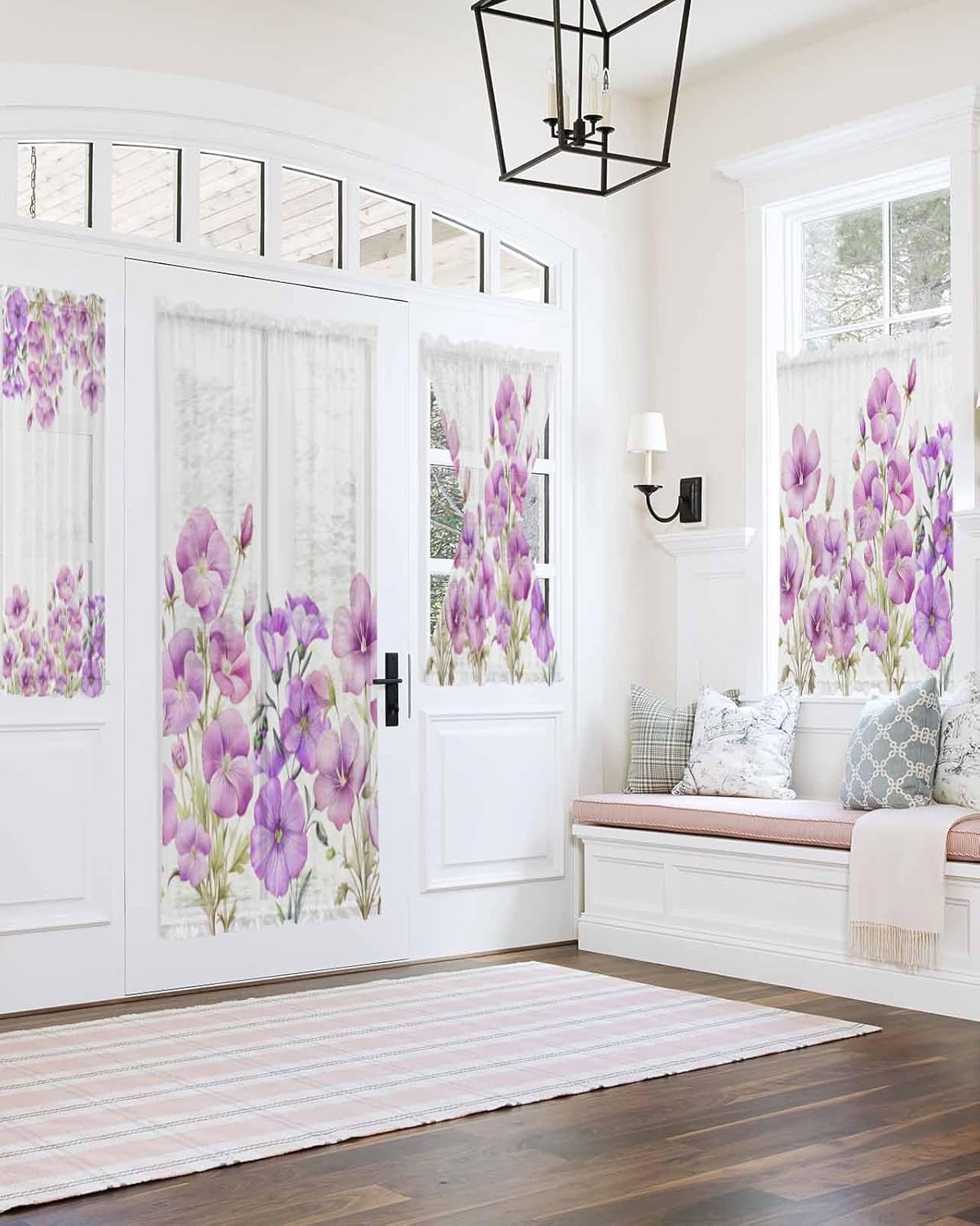 Spring Rustic Farmhouse Floral Door Curtain Panel