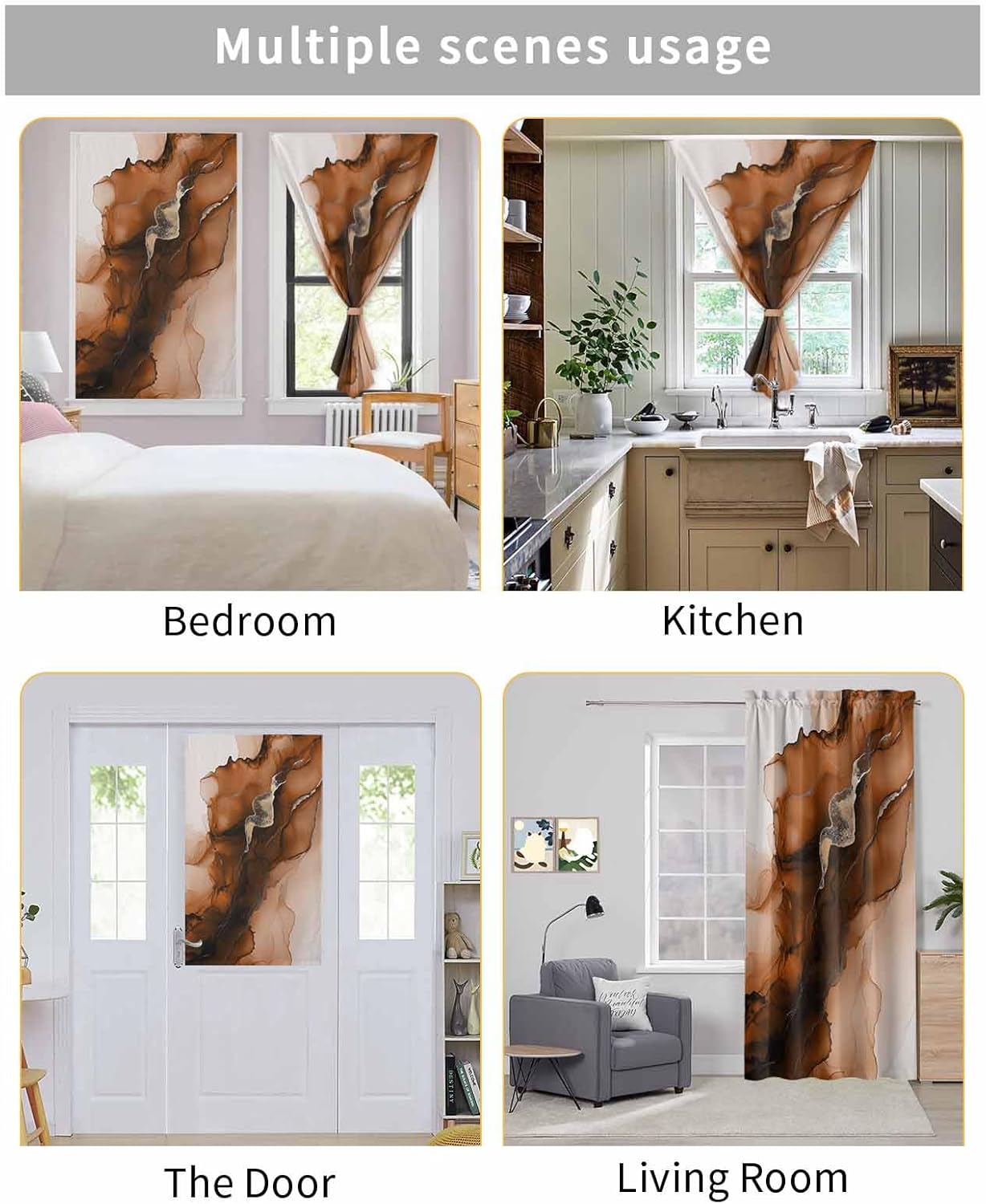 Yomandocix 47x63 Inch Blue Marble Self Adhesive Curtains for Windows
