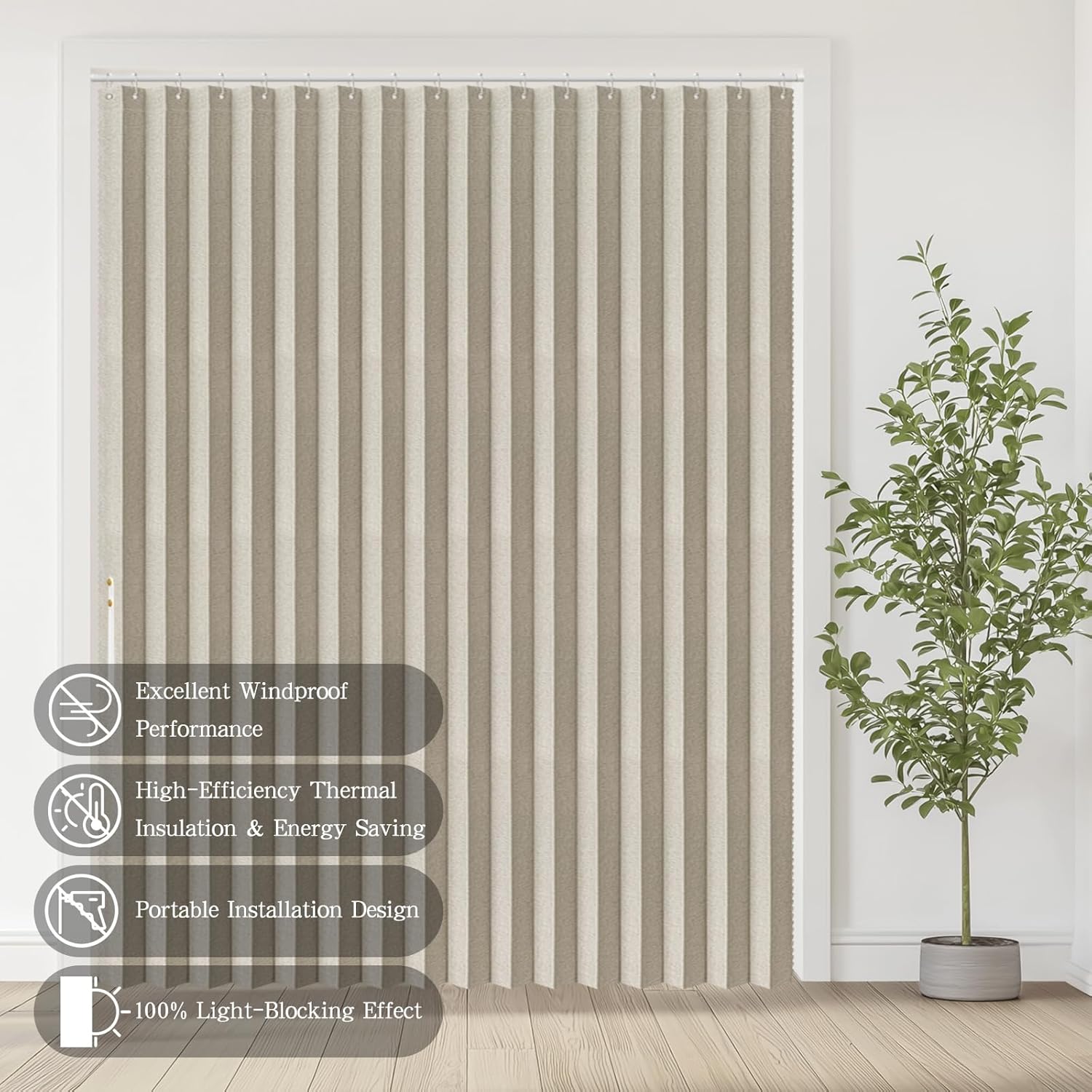 Jilron Accordian Door Curtain Blackout 1 Panel Off White