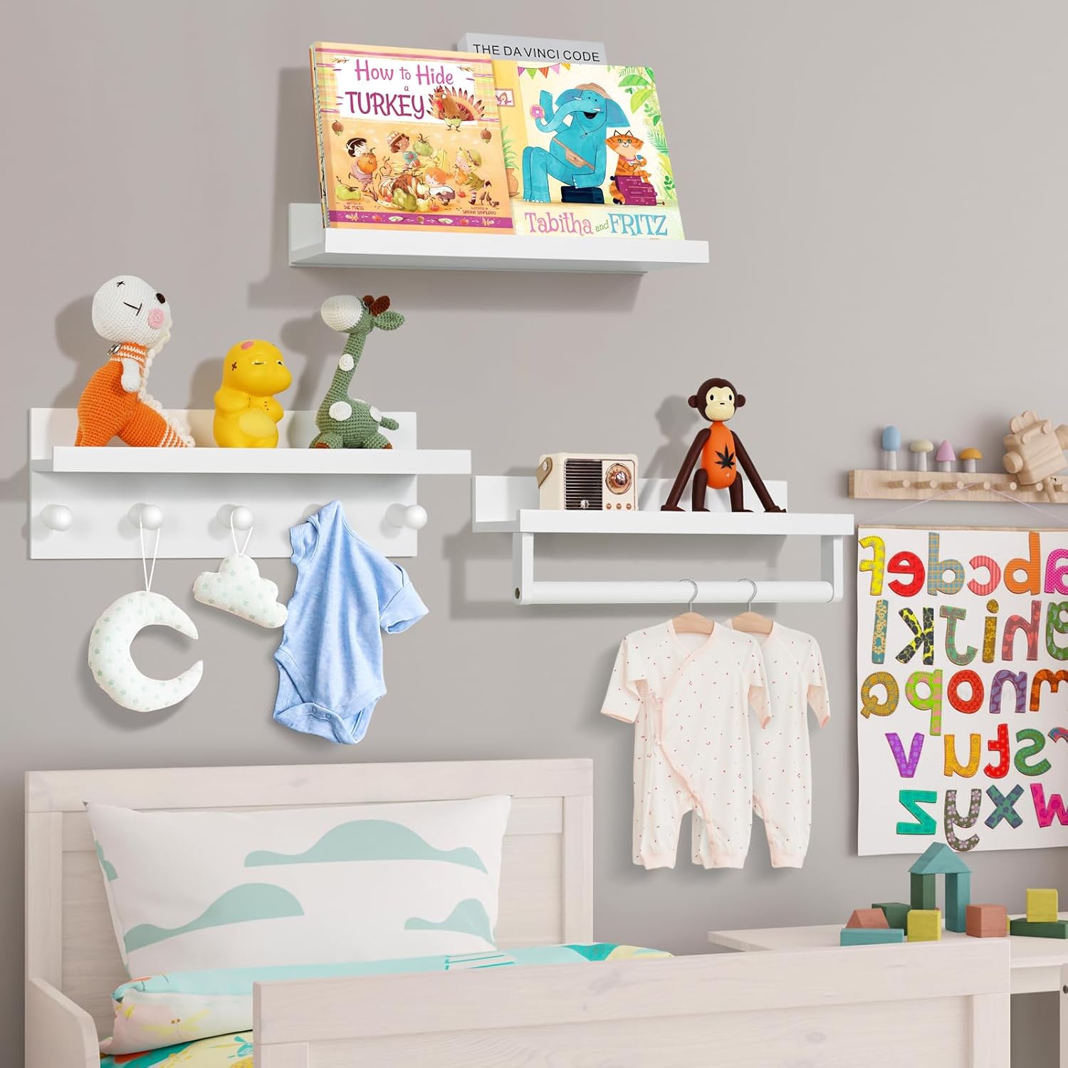 Ollieroo Set of Four Floating Book Shelves White