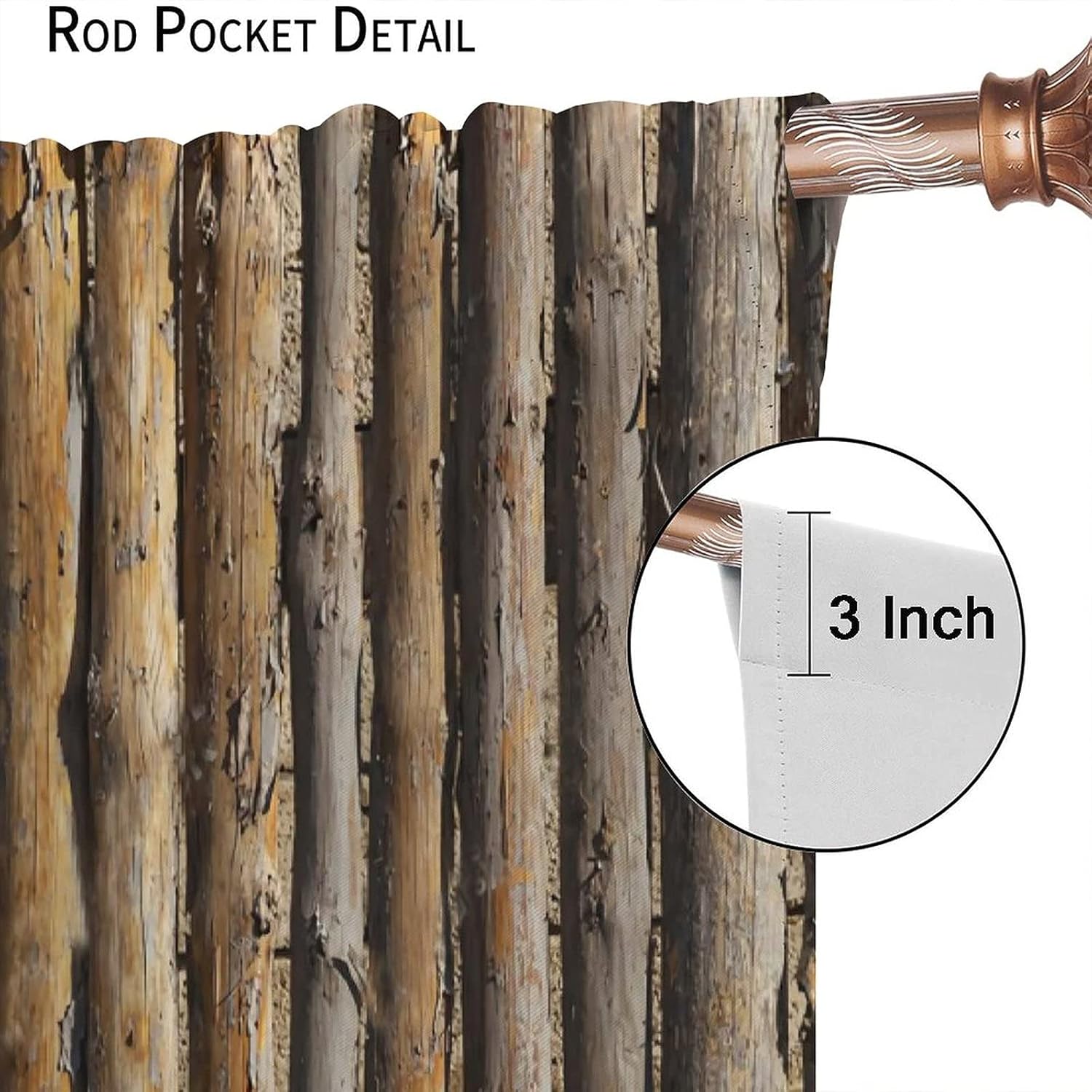 Rustic Wooden Barn Door Curtains - Room Darkening 42x63 Inch Panels