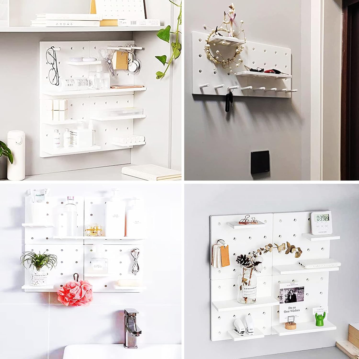 Pegboard Shelf Set with Hooks No Drilling