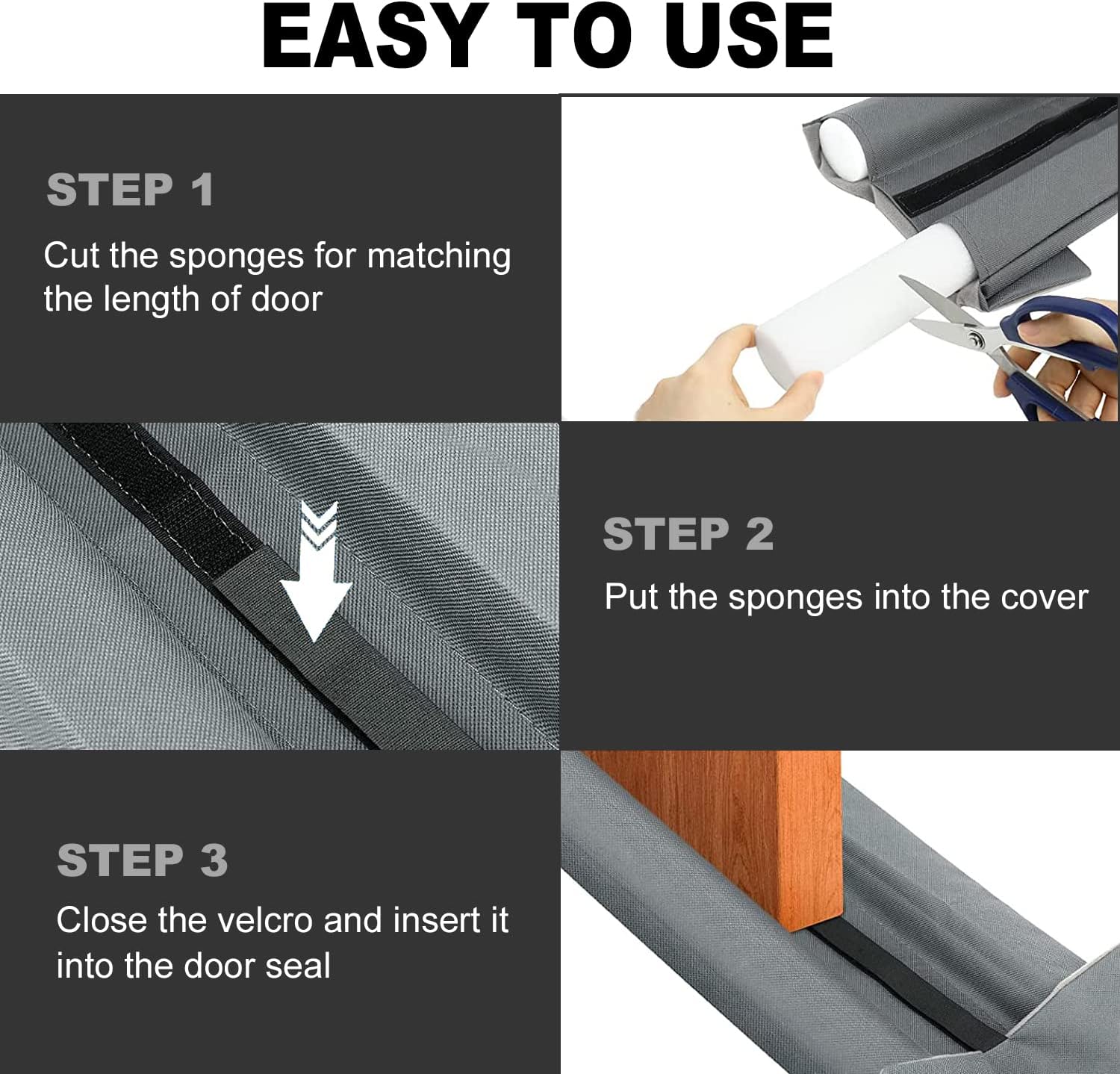 Gigbuff Cam Door Draft Stopper 30-36 Inches Gray