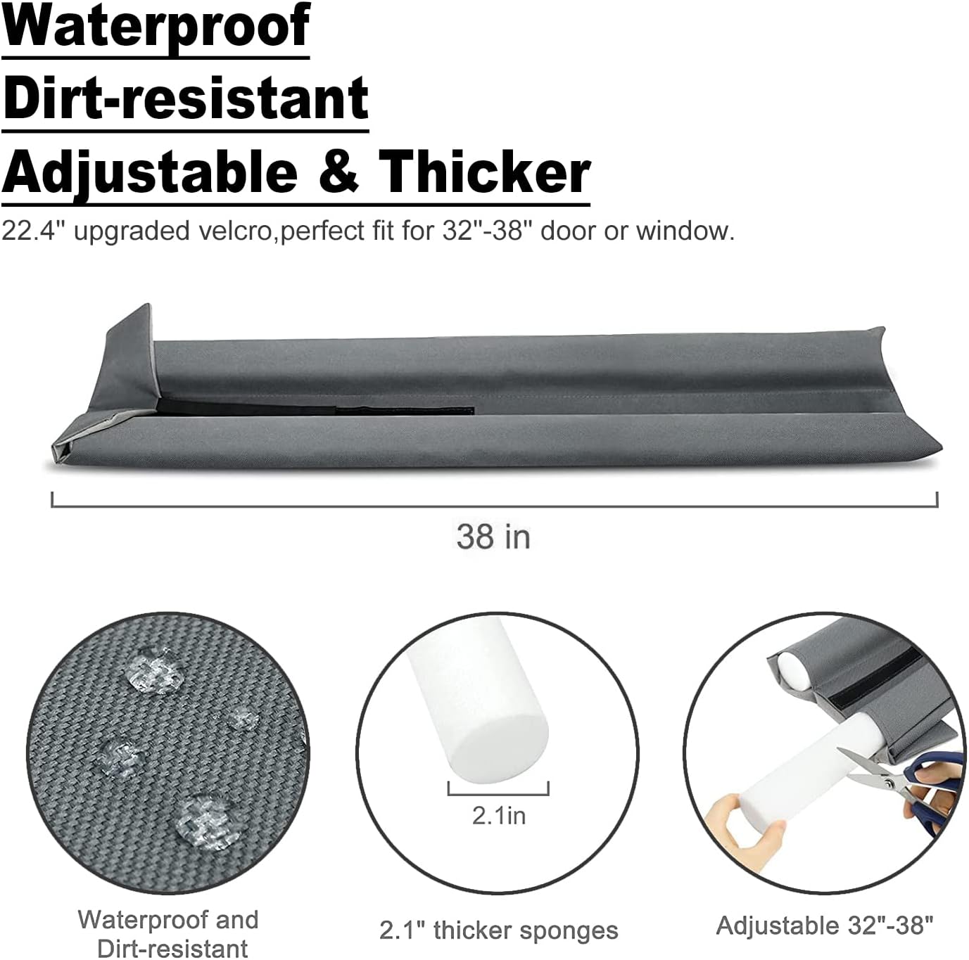 Gigbuff Cam Door Draft Stopper 30-36 Inches Gray