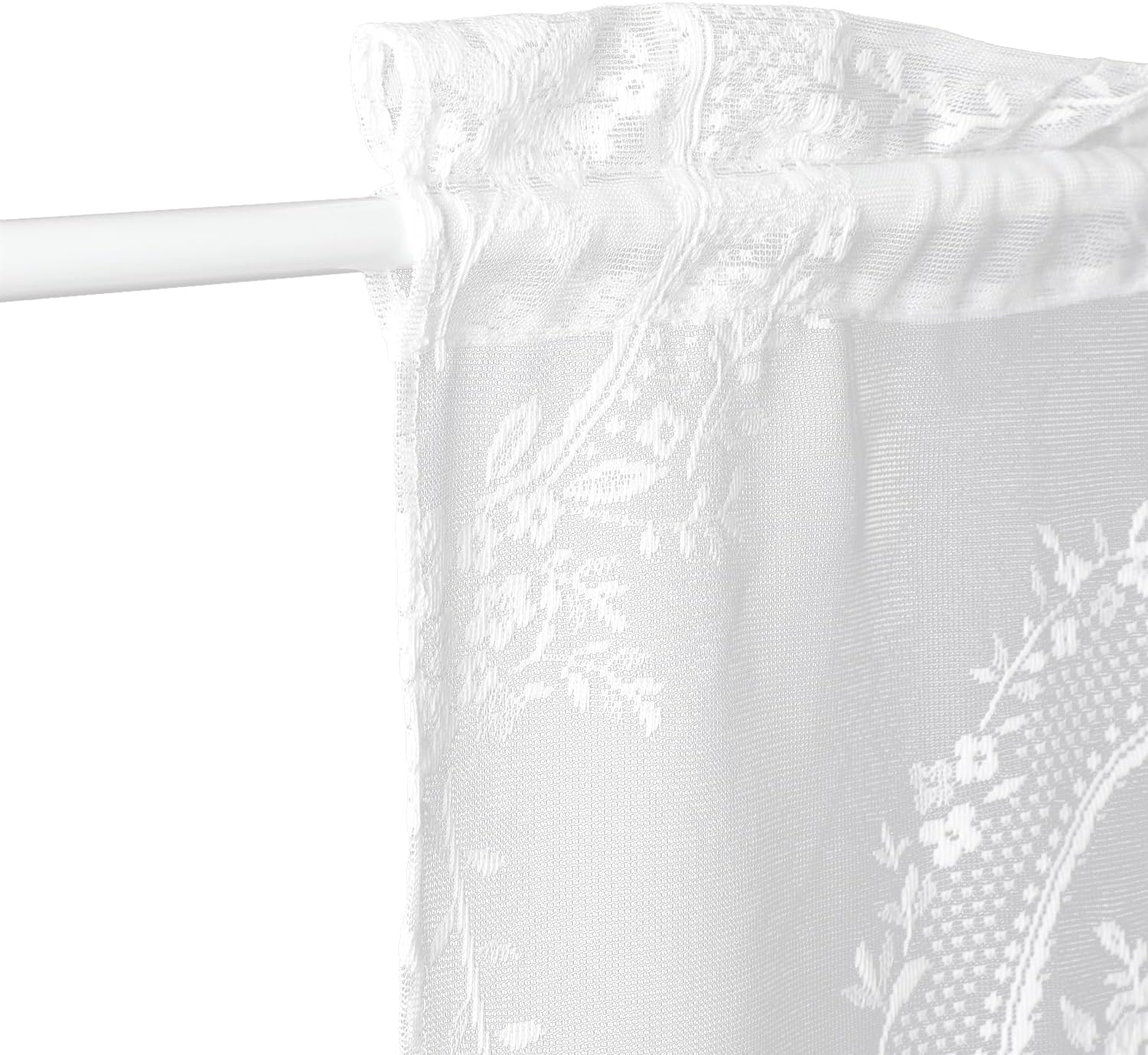 Lace French Door Curtain 25x72 Inch Rose Pattern White