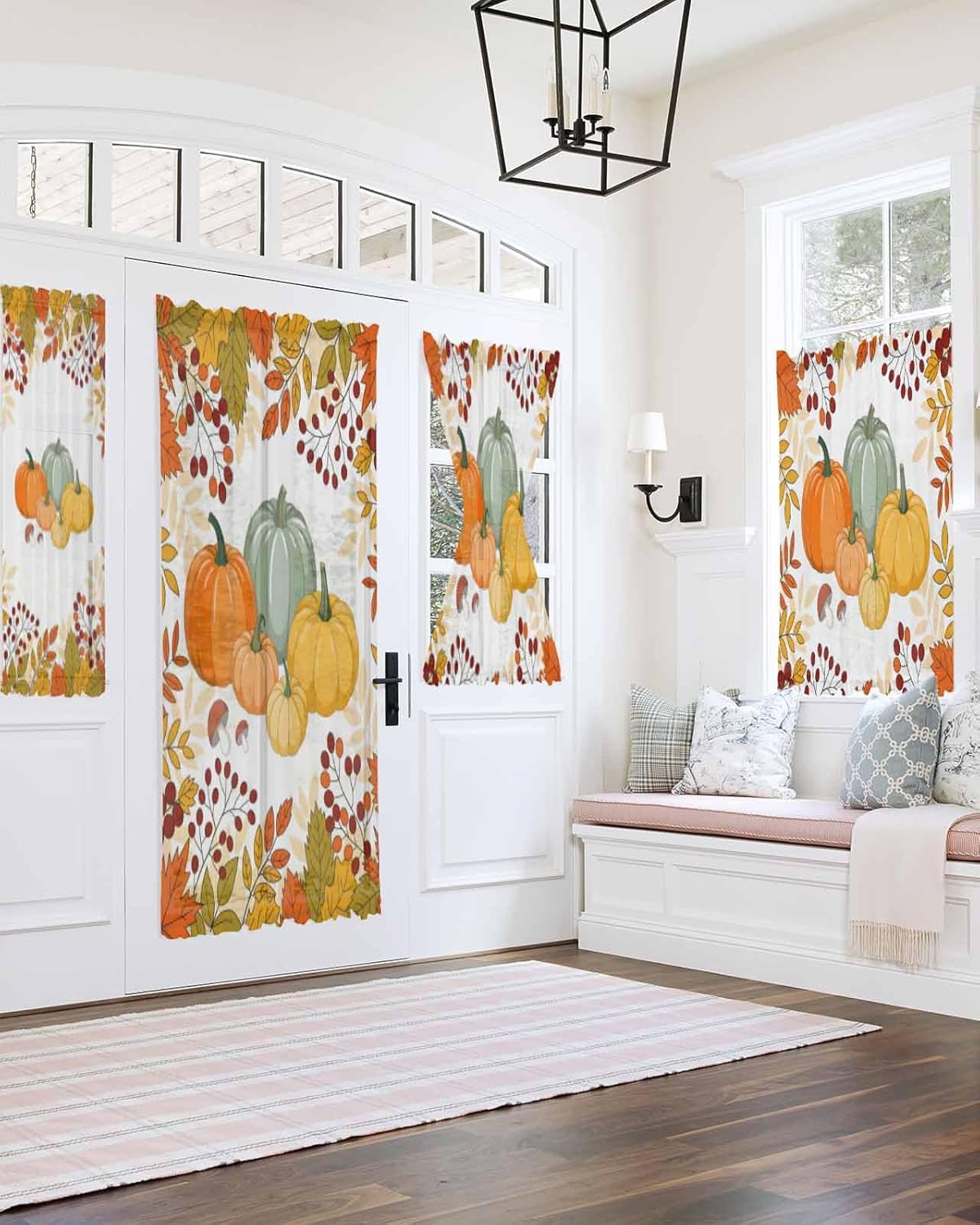 Orange Thanksgiving French Door Curtain