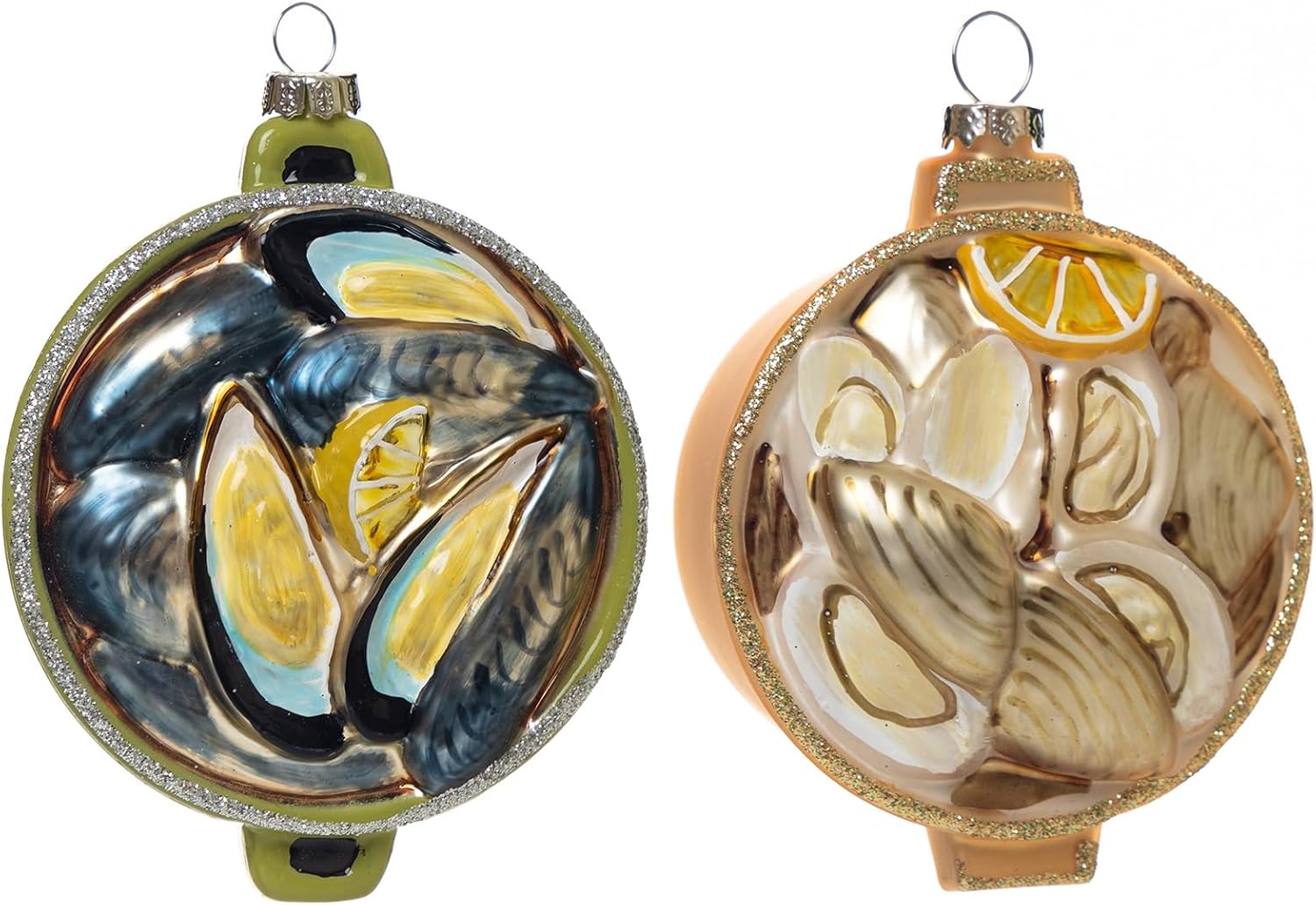 2pcs Glass Clam Oyster Seafood Pot Christmas Tree Ornaments