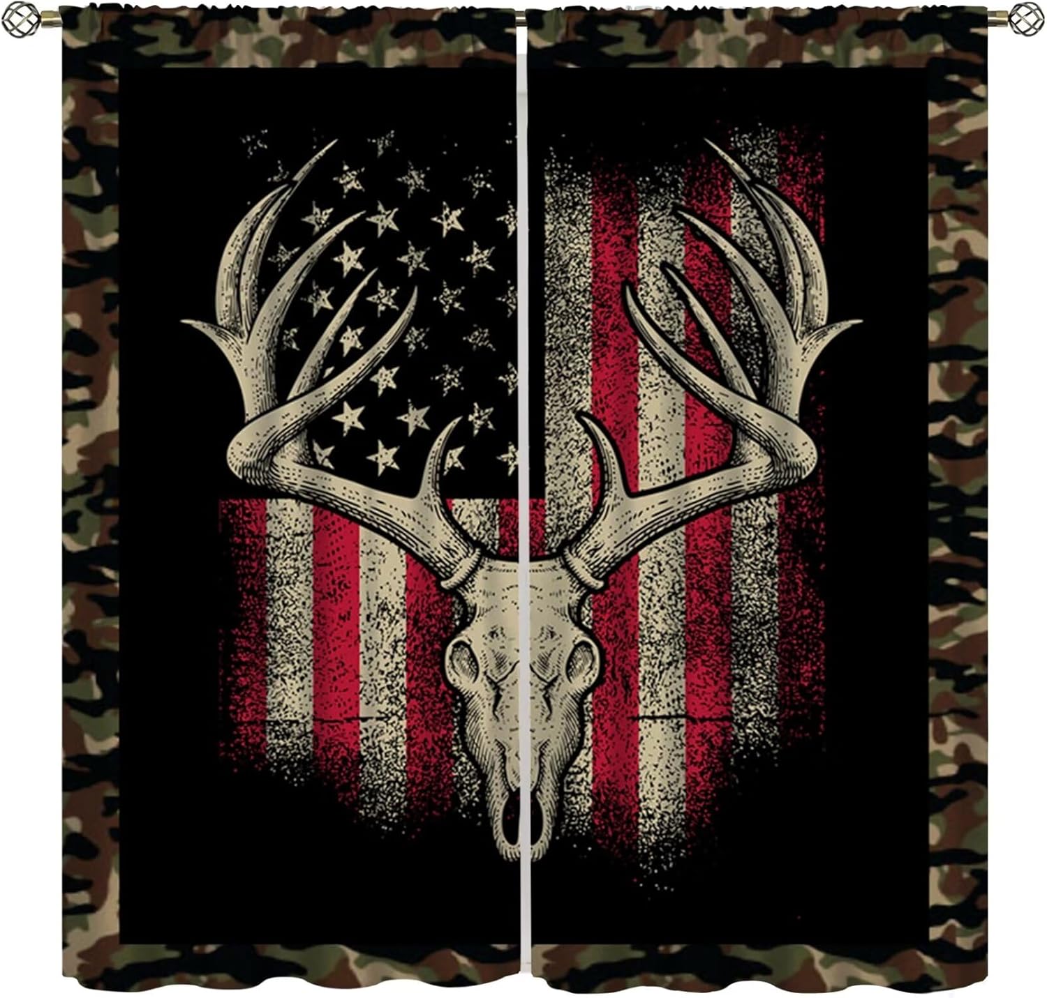 Deer Antler Camouflage Curtains 42 W x 45 L