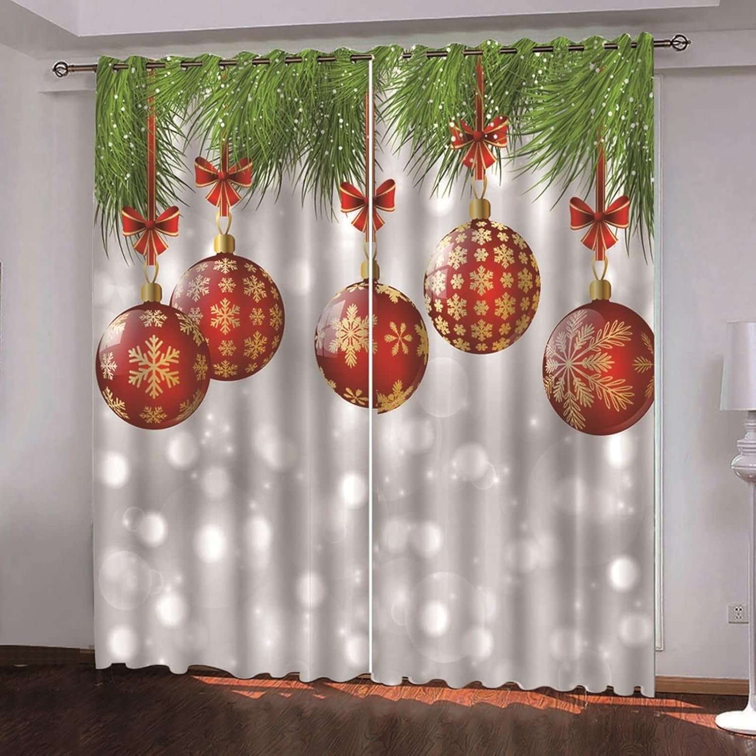 AMDXD Kitchen Blackout Curtains Red Green White 108x63 In