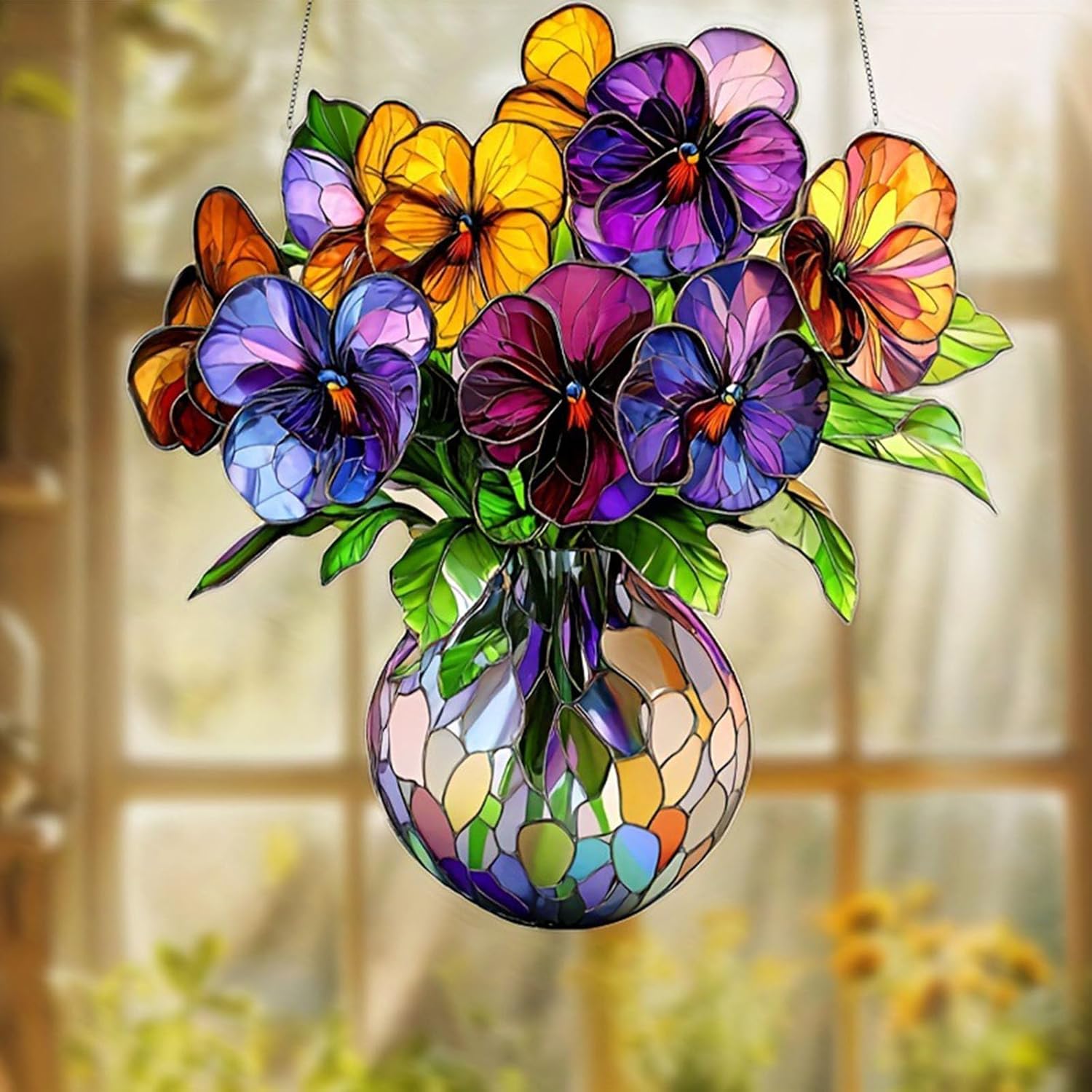 2PCS Flower Flat Acrylic Window Hanging Decor