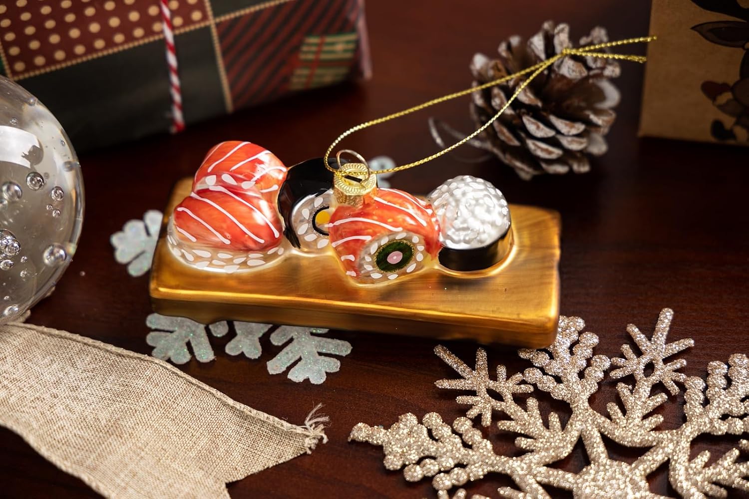 2pcs Blown Glass Sushi Tree Ornaments for Christmas