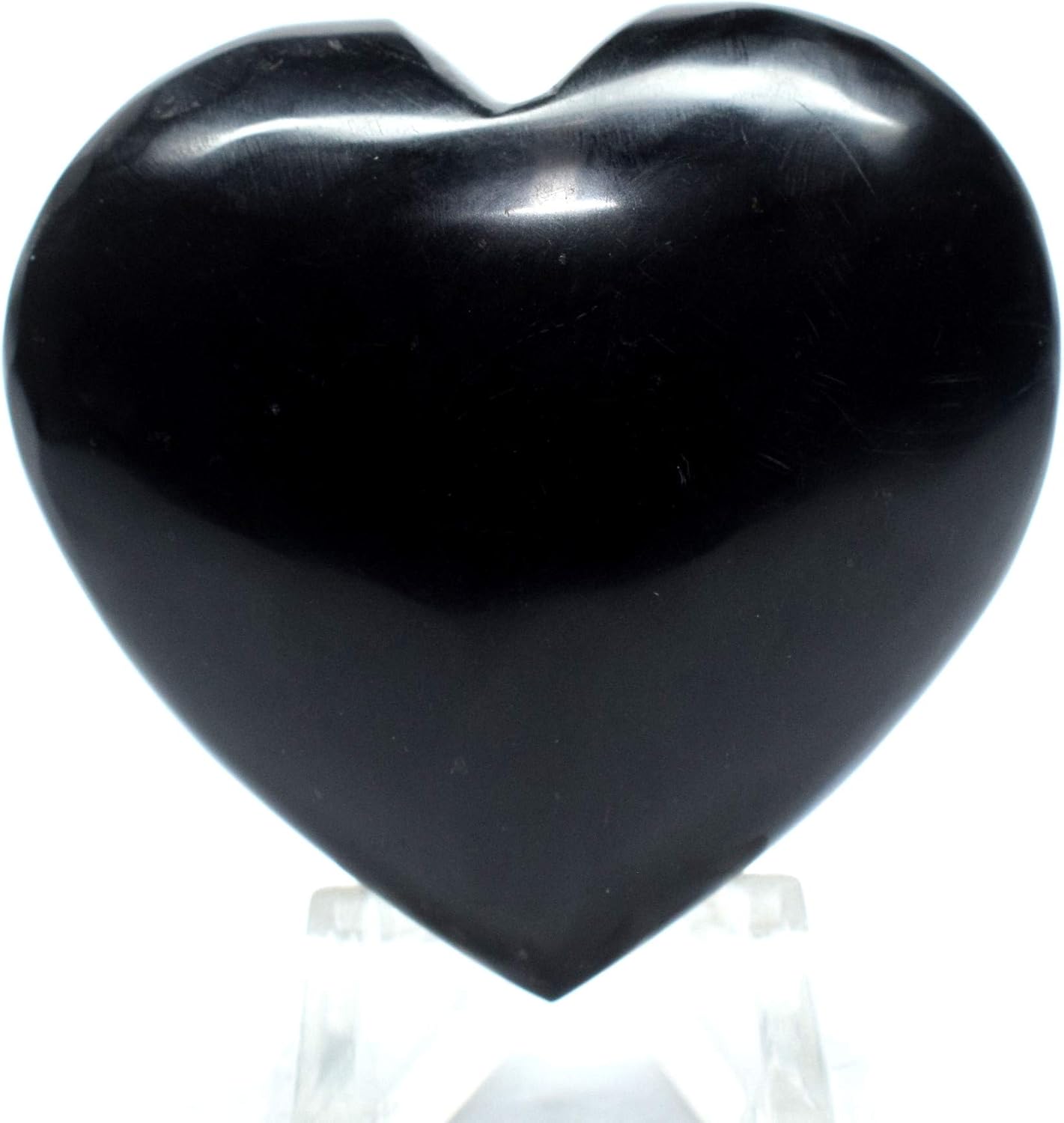 47mm Black Onyx Puffy Heart with Acrylic Stand