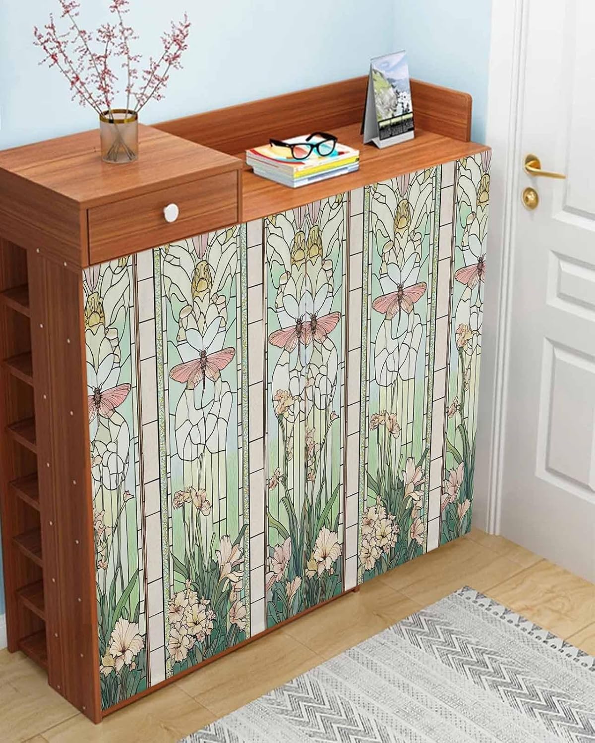 Butterfly Stained Glass Self Adhesive Curtains for Windows