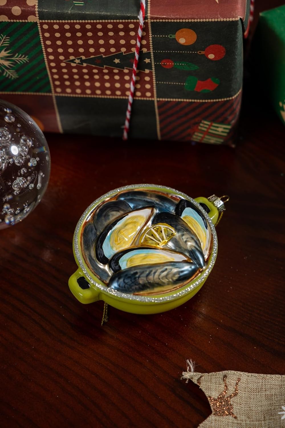 2pcs Glass Clam Oyster Seafood Pot Christmas Tree Ornaments