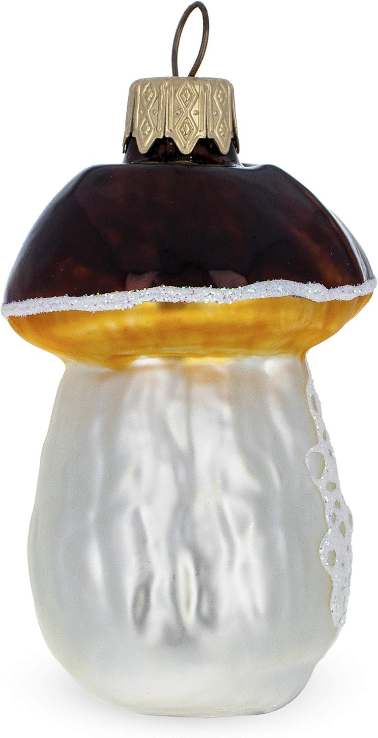 Mushroom Grandpa Glass Christmas Ornament 1