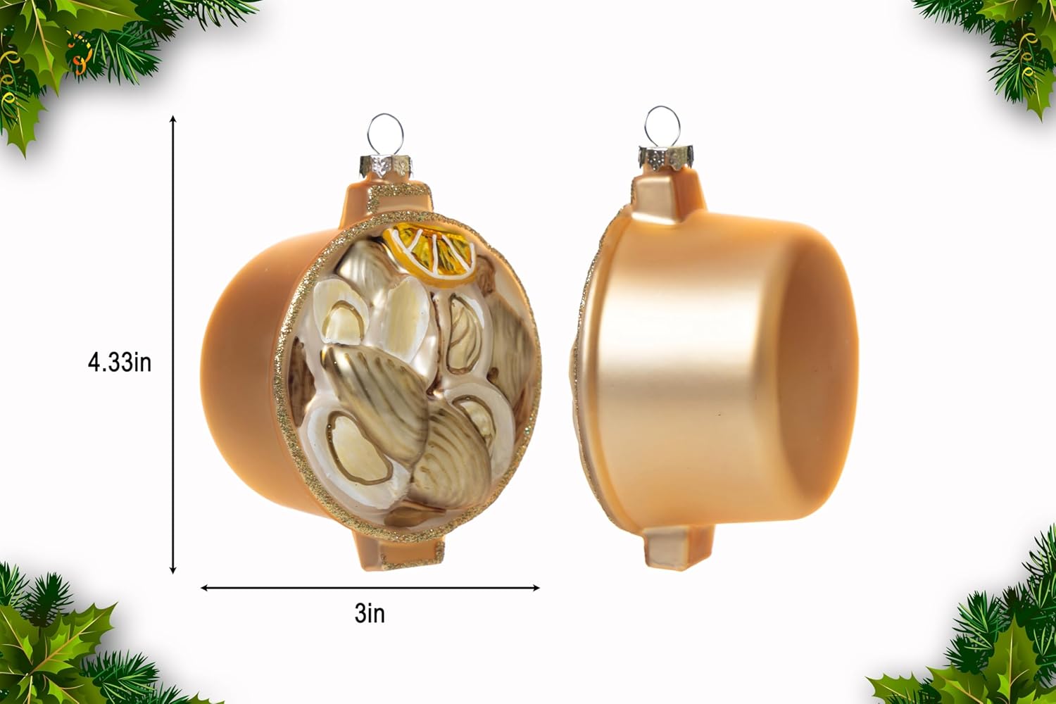 2pcs Glass Clam Oyster Seafood Pot Christmas Tree Ornaments