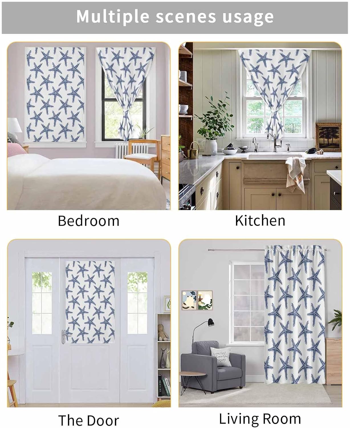 Navy Blue Starlight Self Adhesive Blackout Curtains for Windows