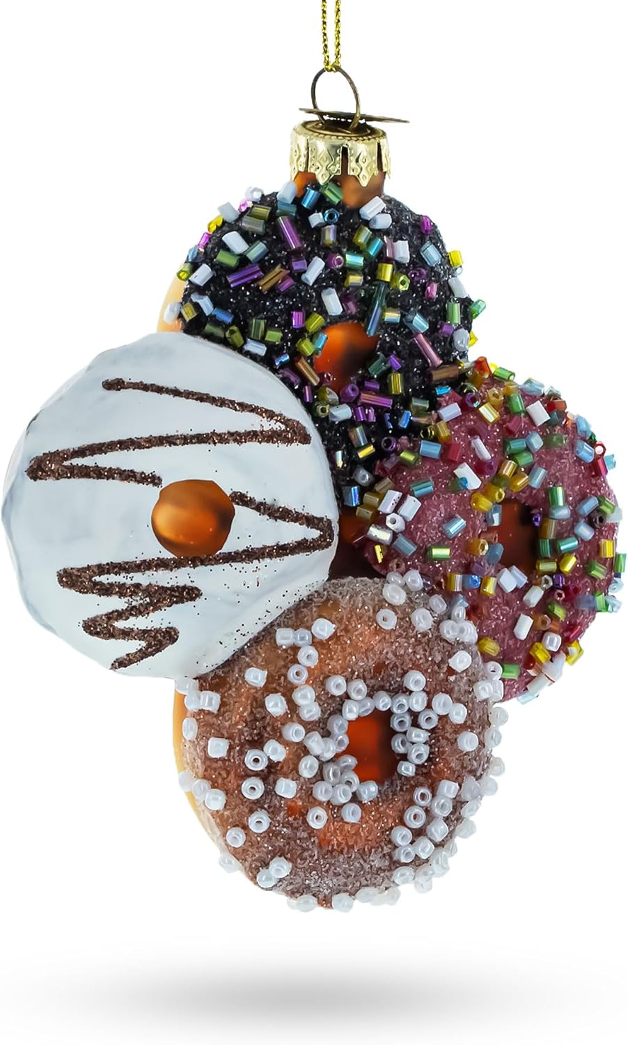 Festively Decorated Donut Glass Christmas Ornament