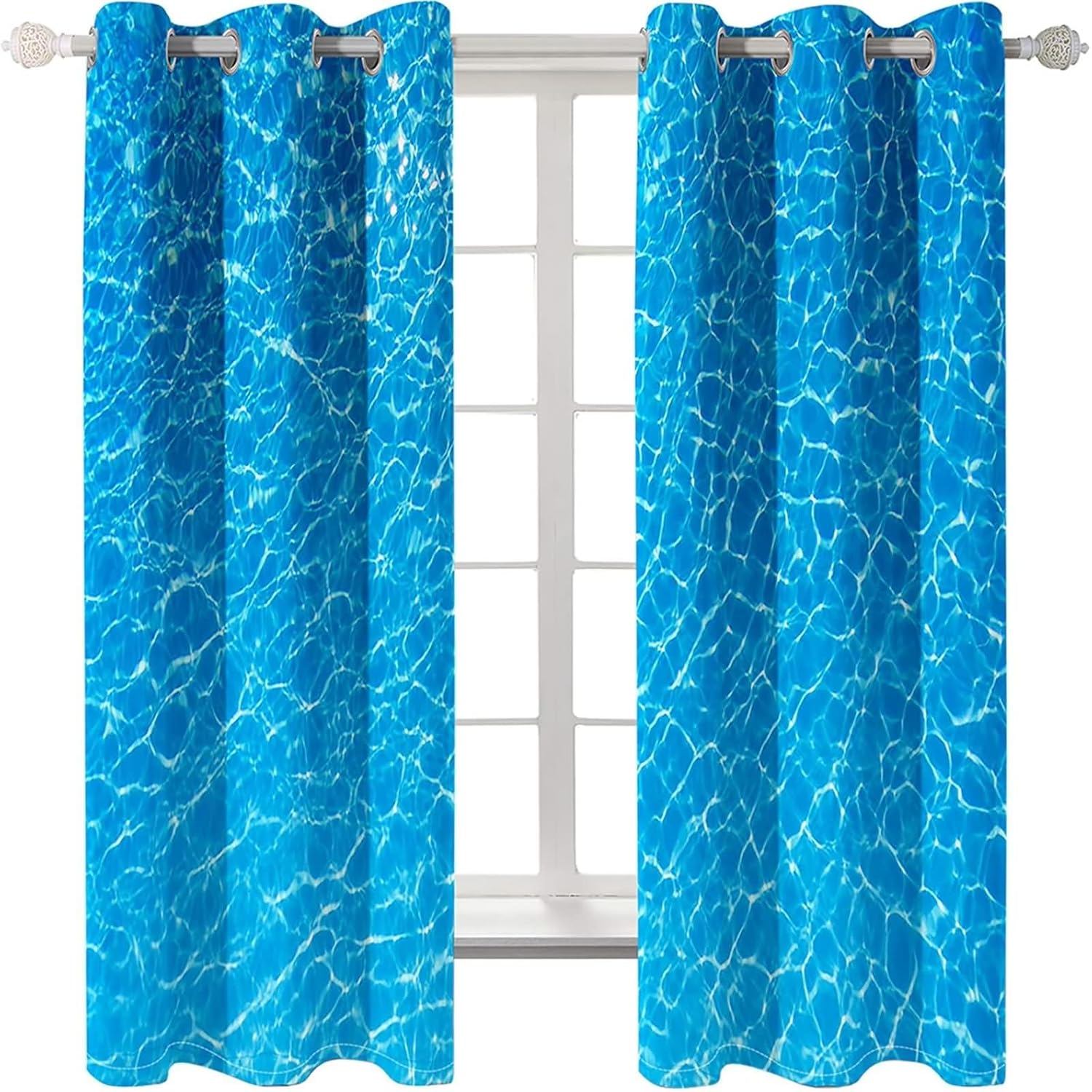 Blackout Curtains for Kitchen 2 Panels Thermal Blue Sea Landscape
