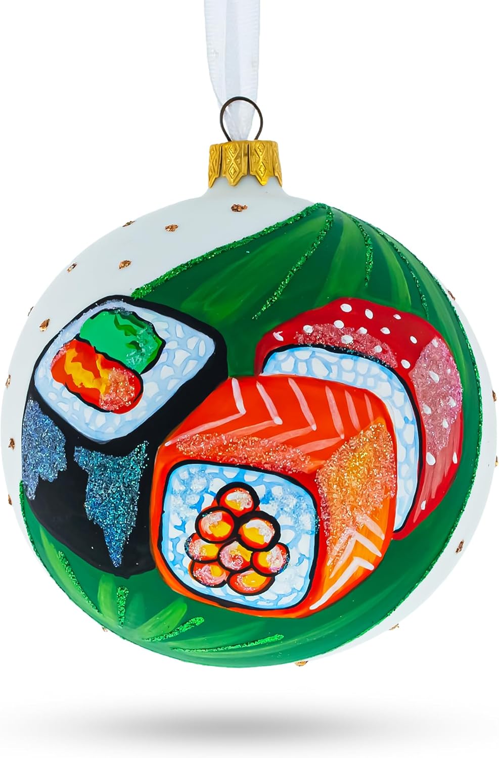 Sushi Lover Glass Ball Christmas Ornament 4 Inches 1