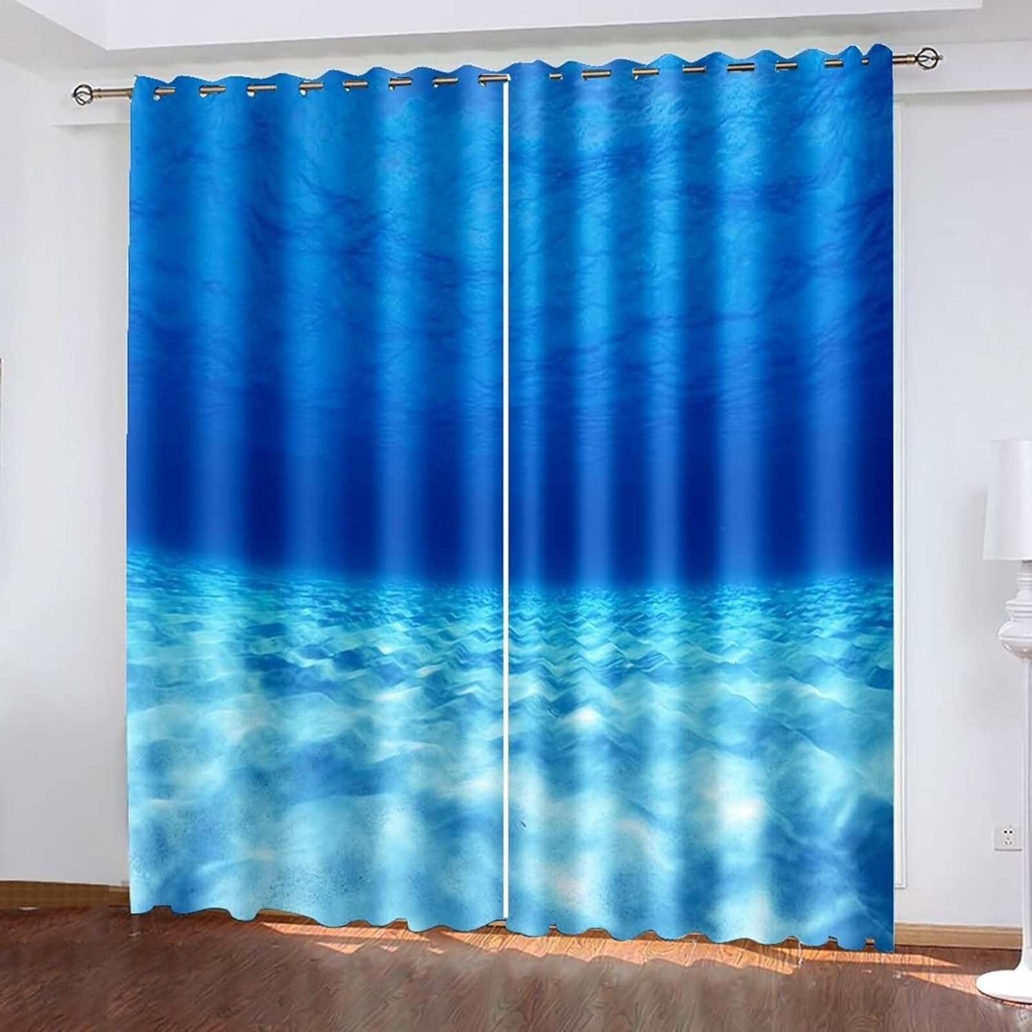 Homxi Seawater Blue Blackout Curtains 2 Panels