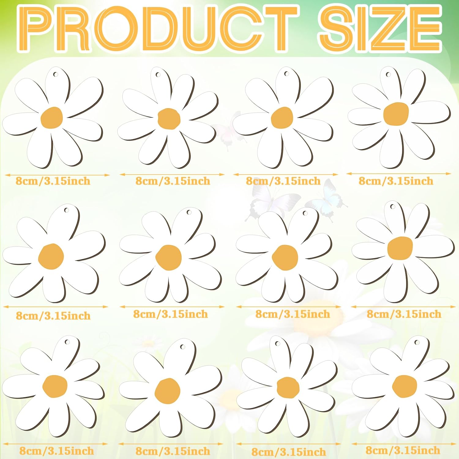 Geetery 36 Pcs Daisy Wood Cutout Hanging Ornaments