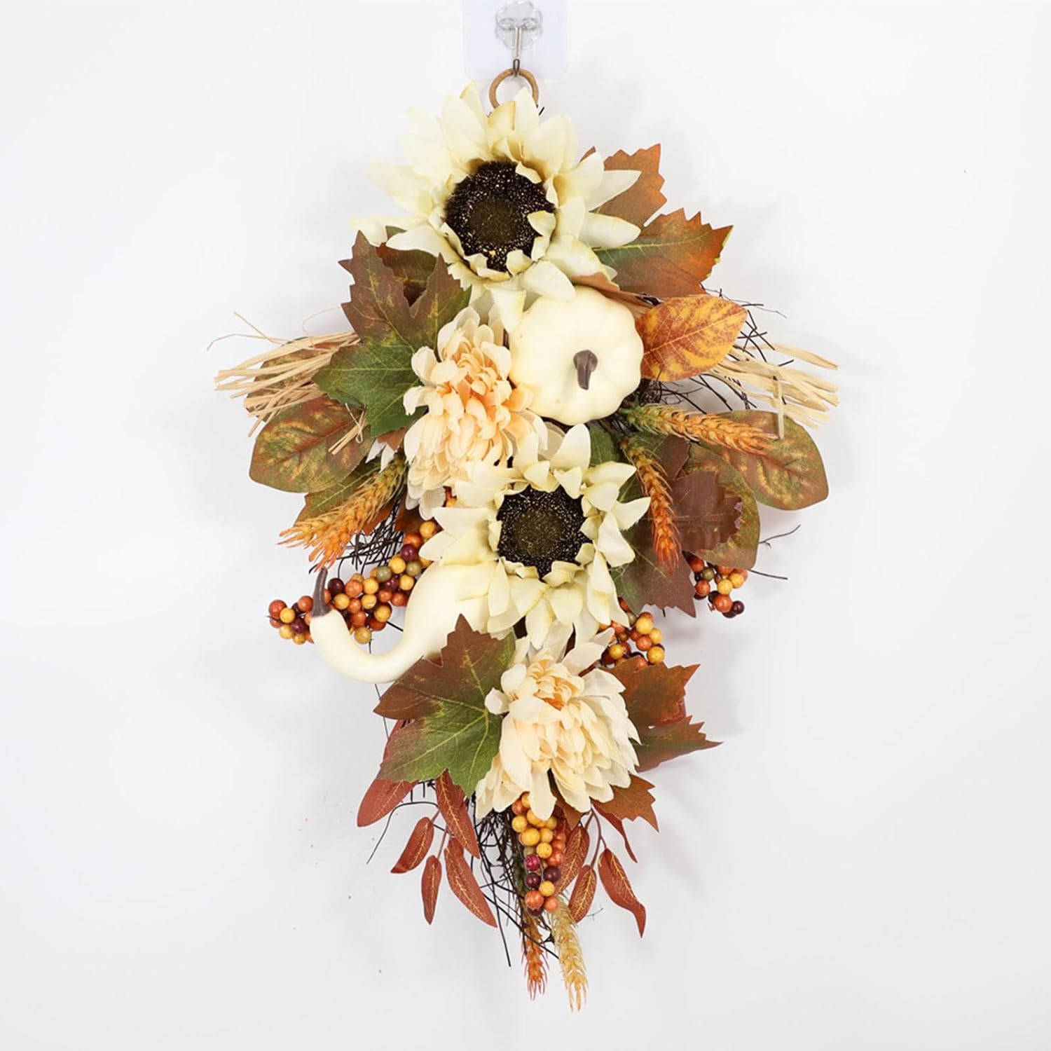 Generic Harvest Pumpkin Swag with Autumn Leaves 60cm