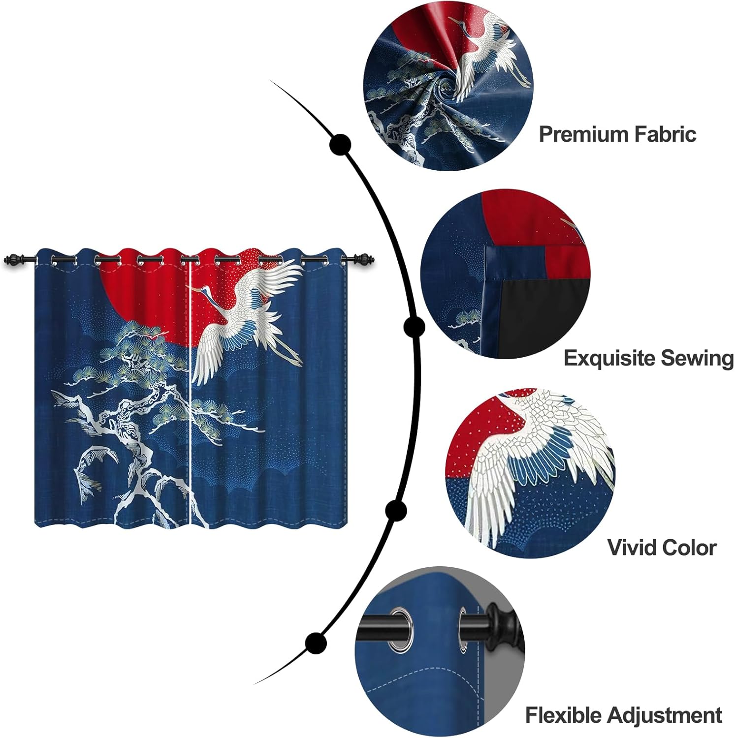 Umpoo Japanese Style Blackout Curtains 2 Panel Set 52x72 Inch