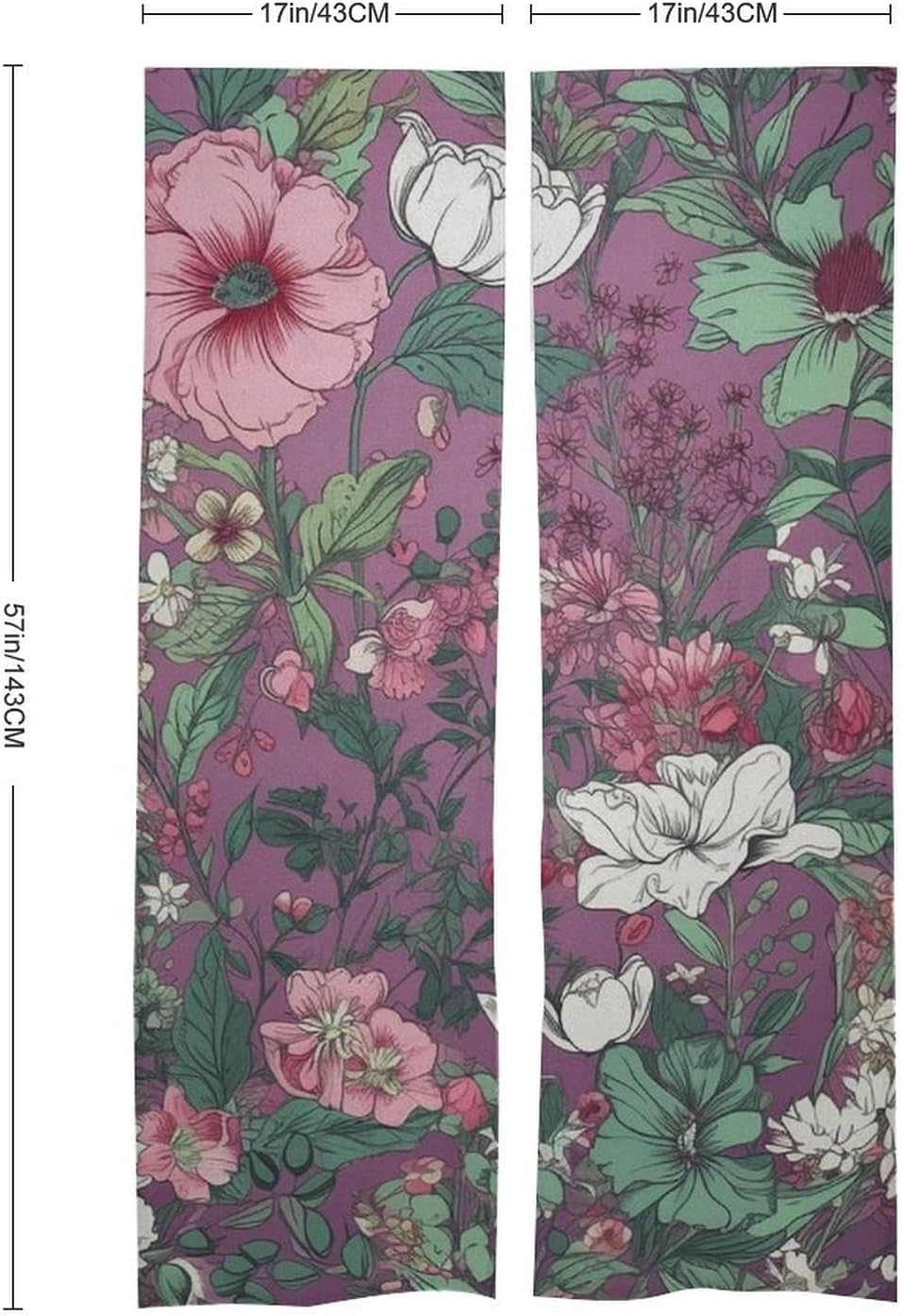 Japanese Noren Door Curtain with Green Flowers Design