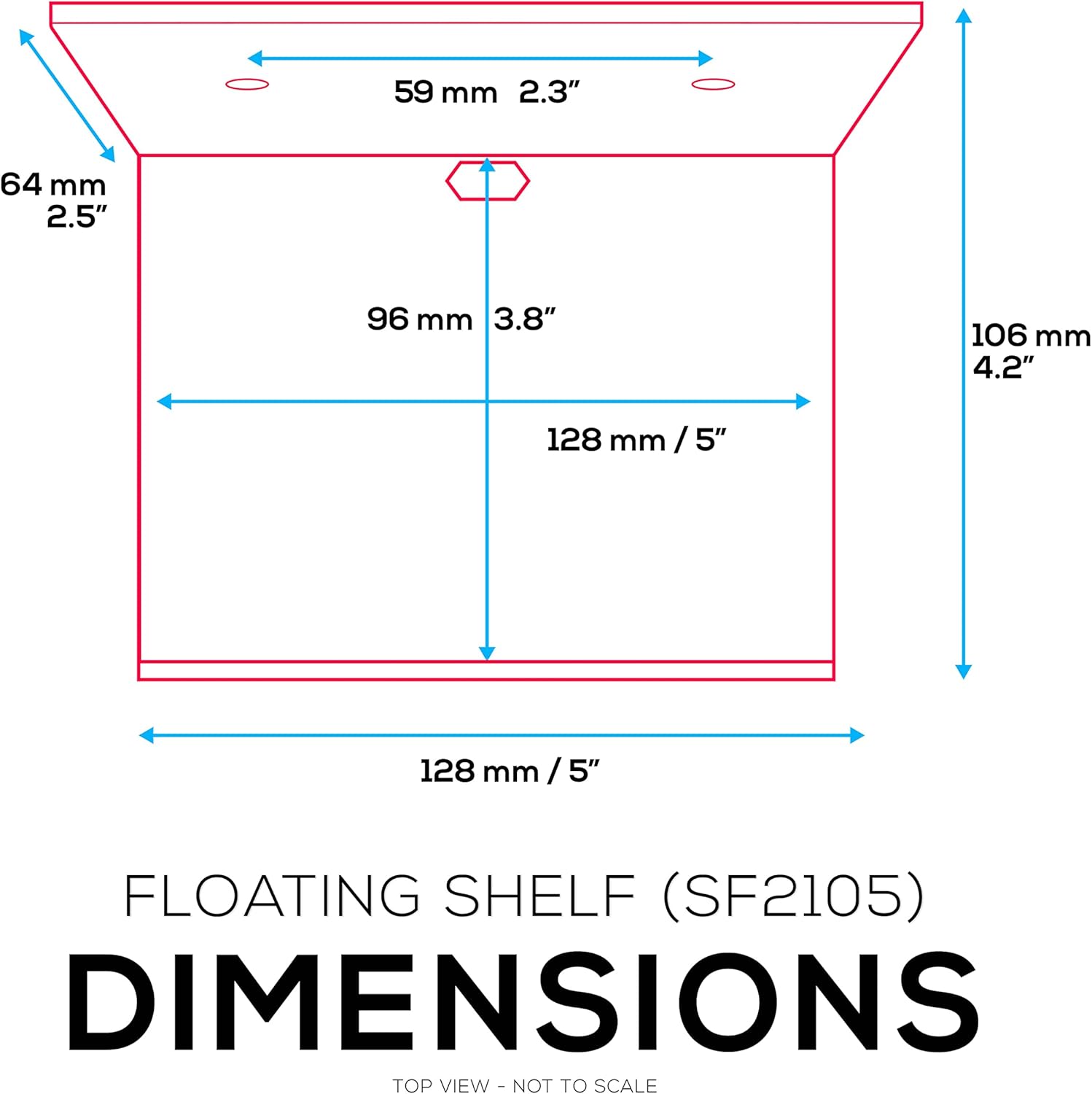 BRAINWAVZ 5 Inch Floating Shelf Wall Mount Holder