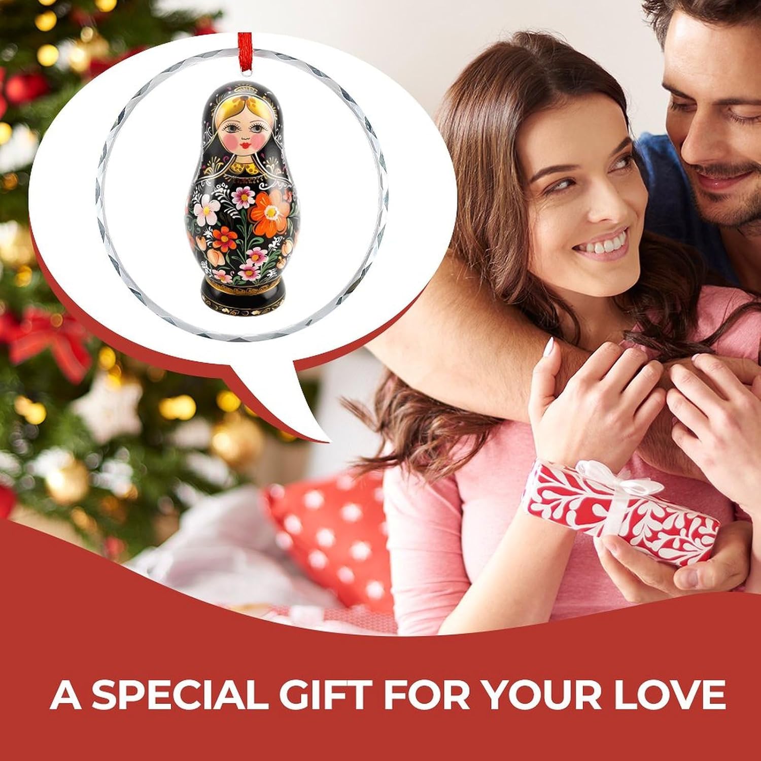 Russian Nesting Glass Christmas Hanging Ornaments