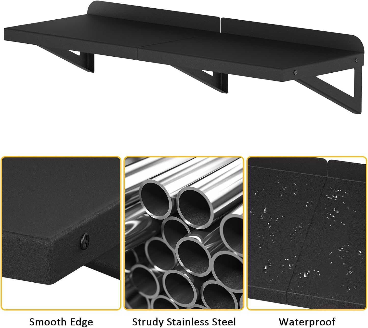 DUDSOEHO Floating Metal Shelf 118 x 342 Inches Black