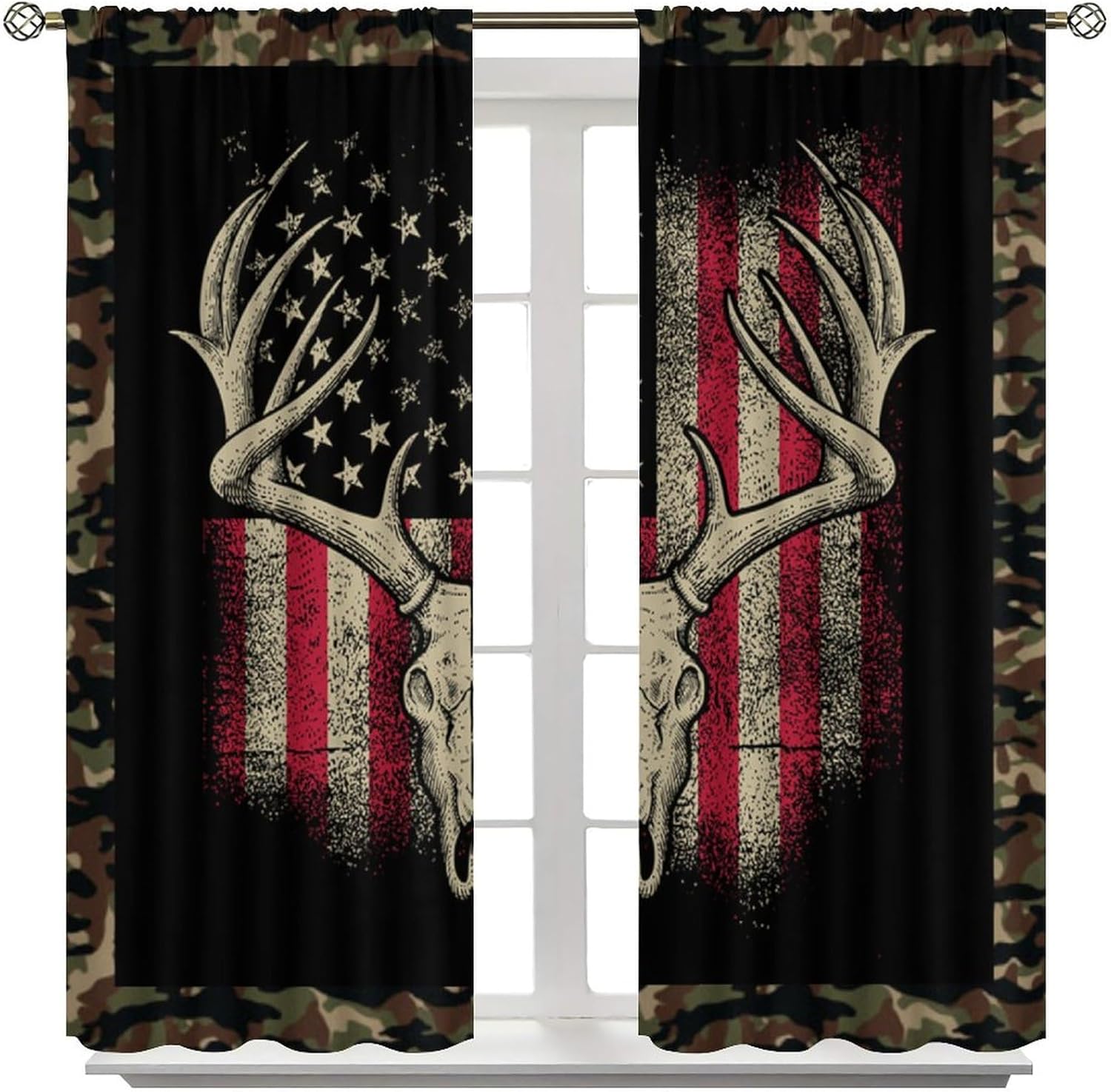 Deer Antler Camouflage Curtains 42 W x 45 L