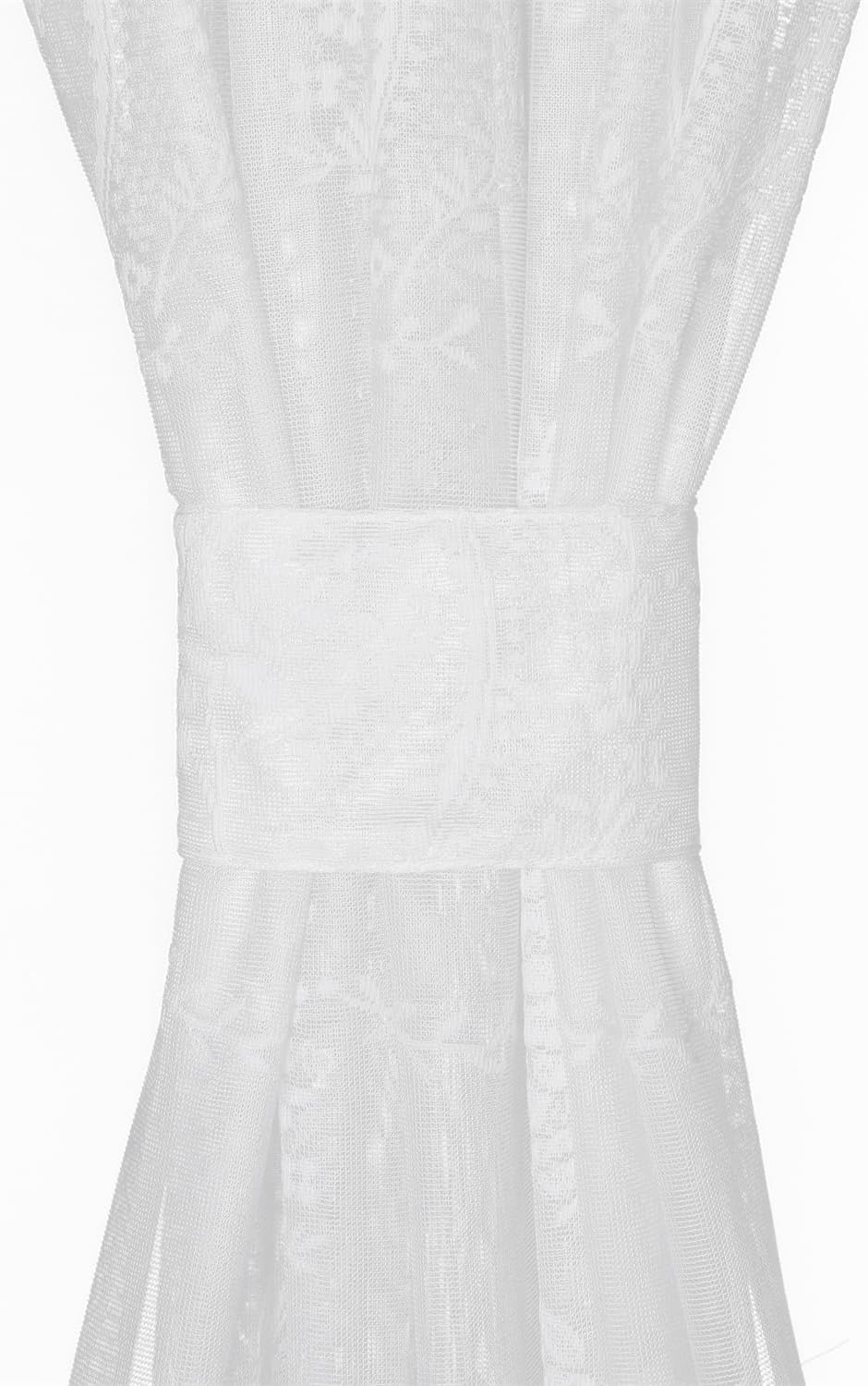 Lace French Door Curtain 25x72 Inch Rose Pattern White