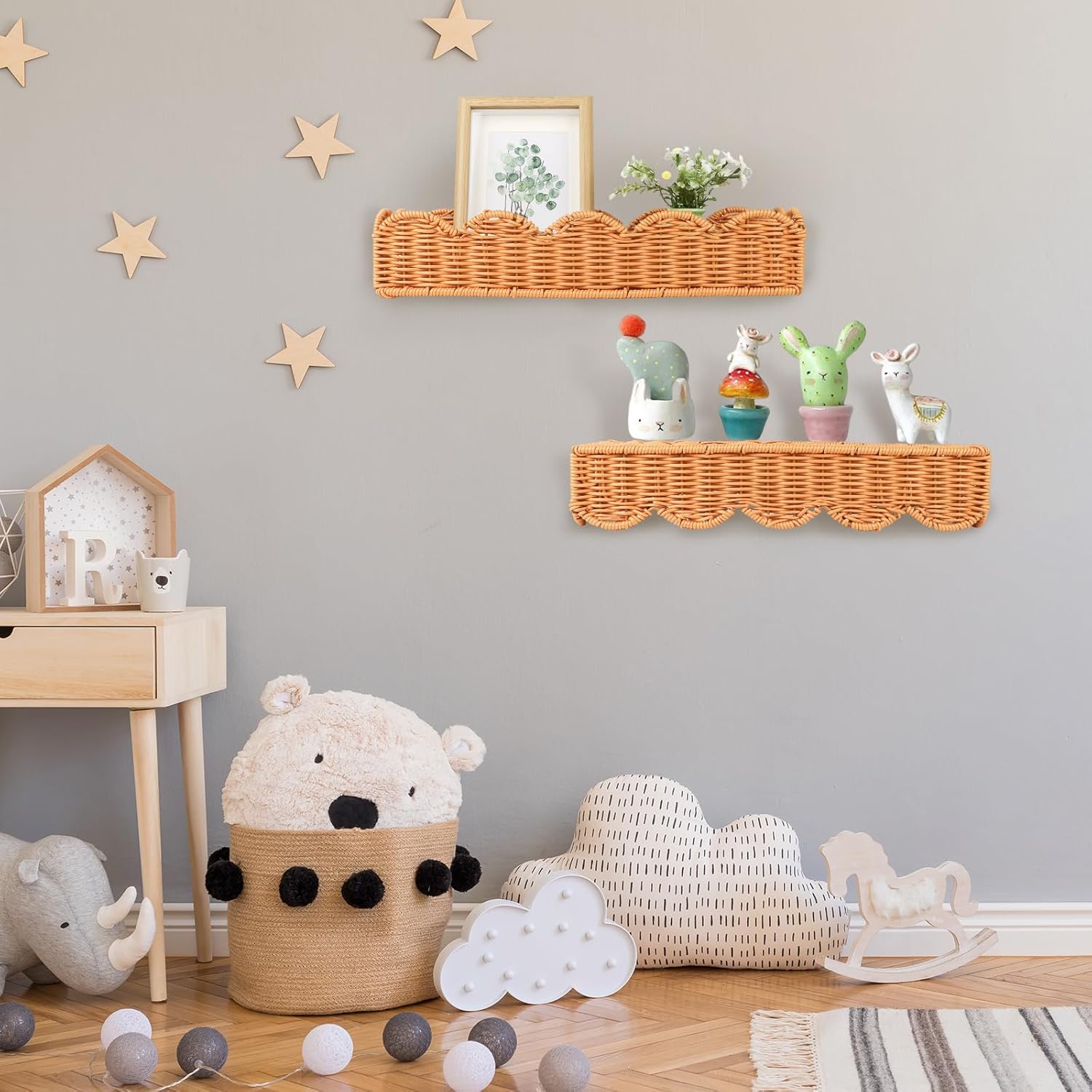 2 Piece Floating Bookshelf with Rounded Corners