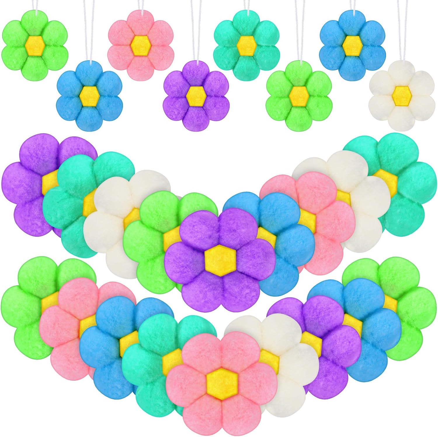 18 Pcs Spring Tree Felt Daisy Hanging Decor