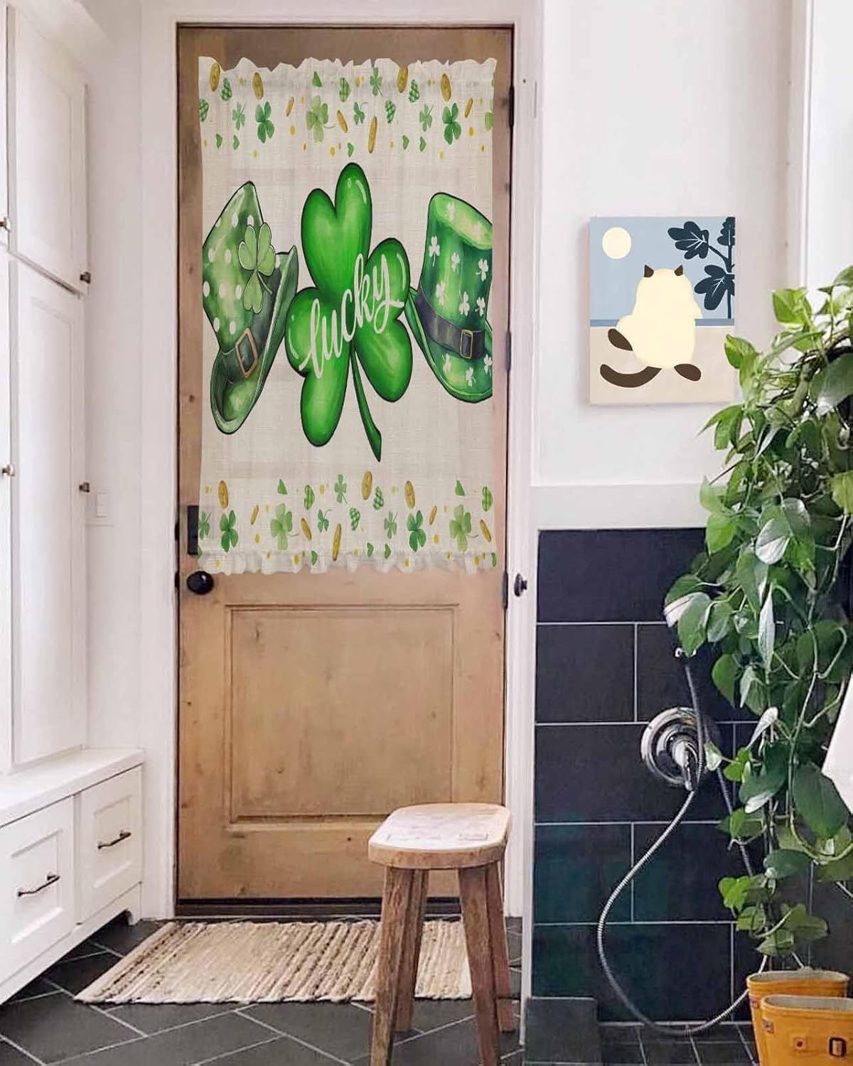 St Patricks Day Front Door Curtain Panel with Tiebacks