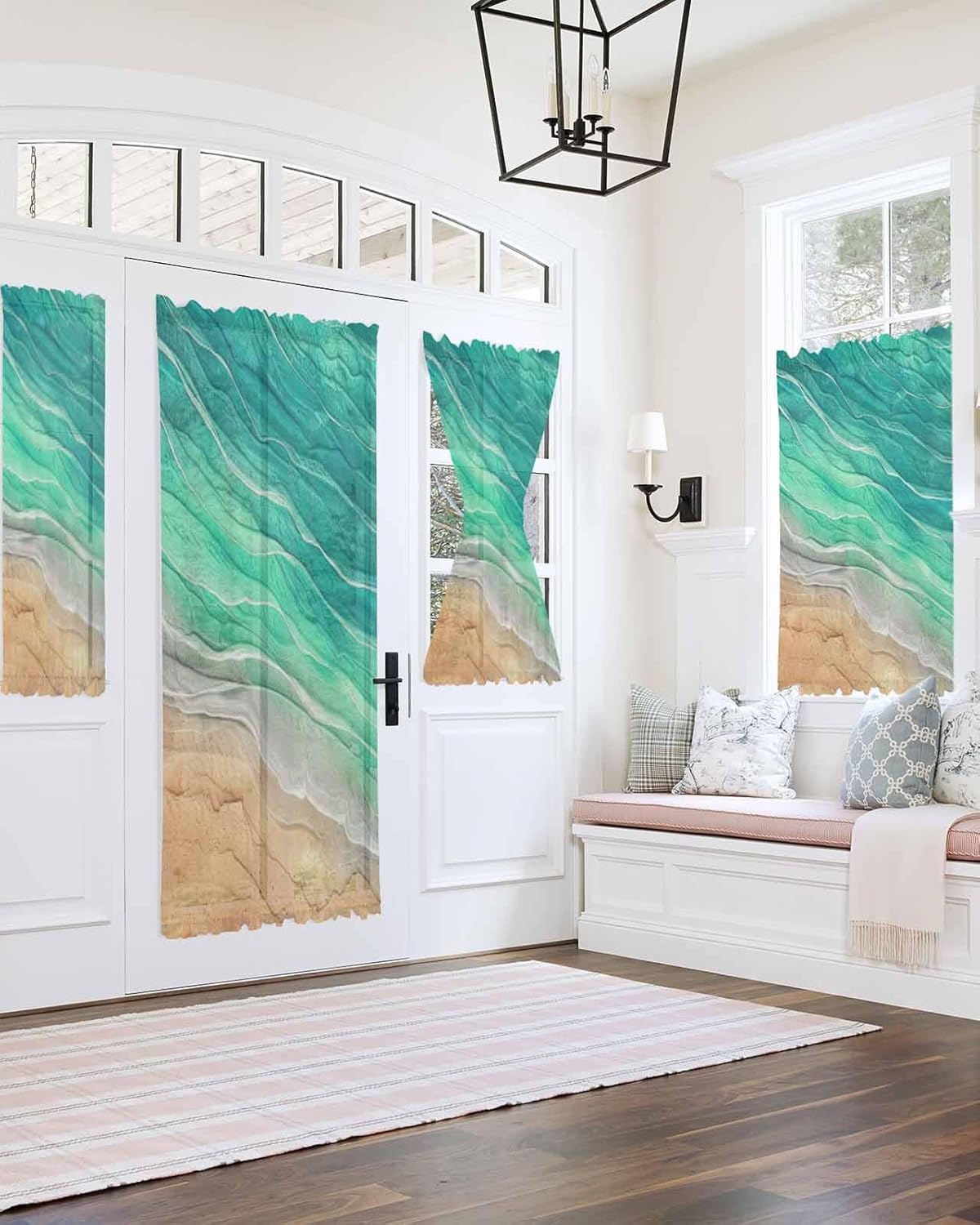Green Coastal French Door Curtain with Tieback